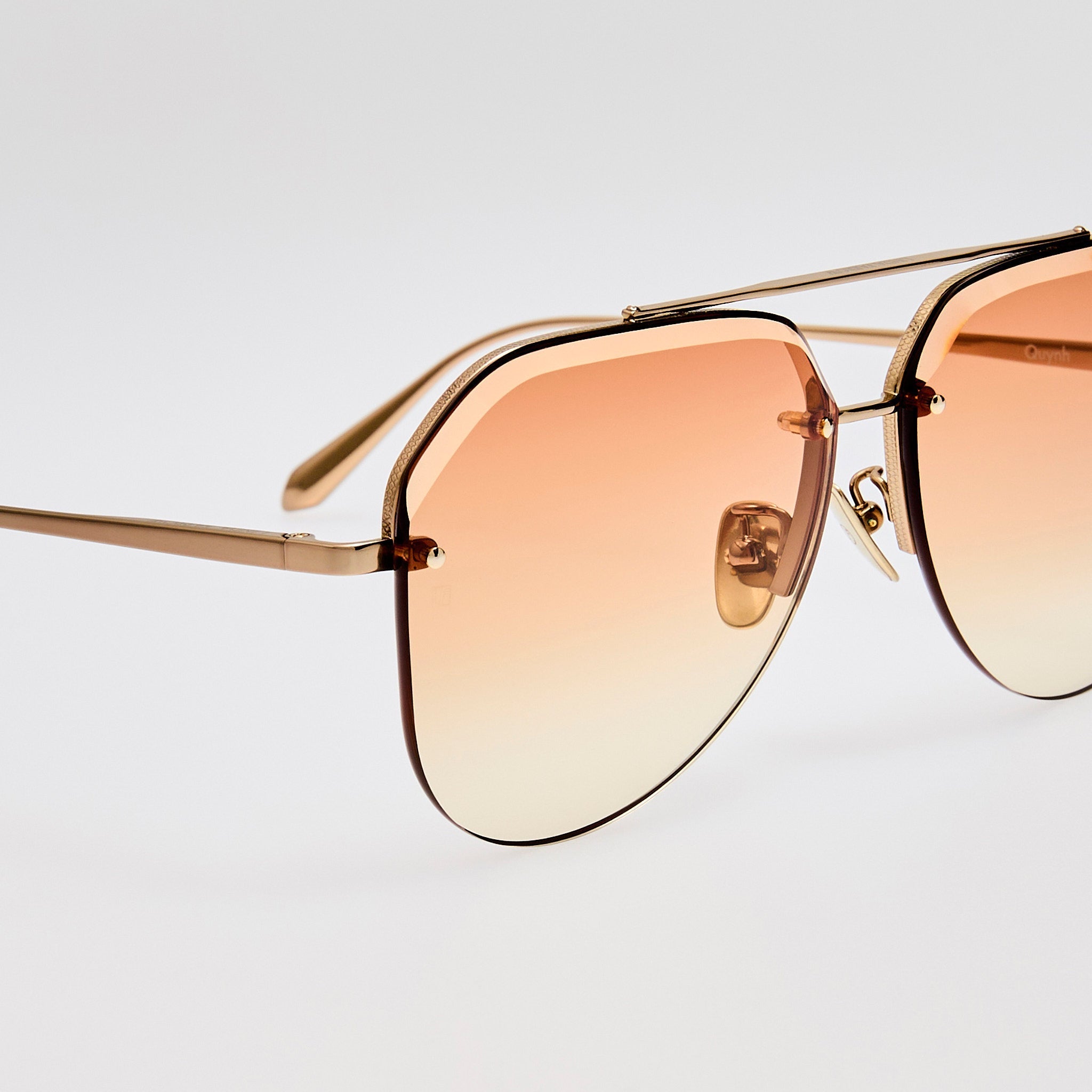 Quynh Sunglasses in 22K Gold and Camel - LINDA FARROW - Sunglasses -