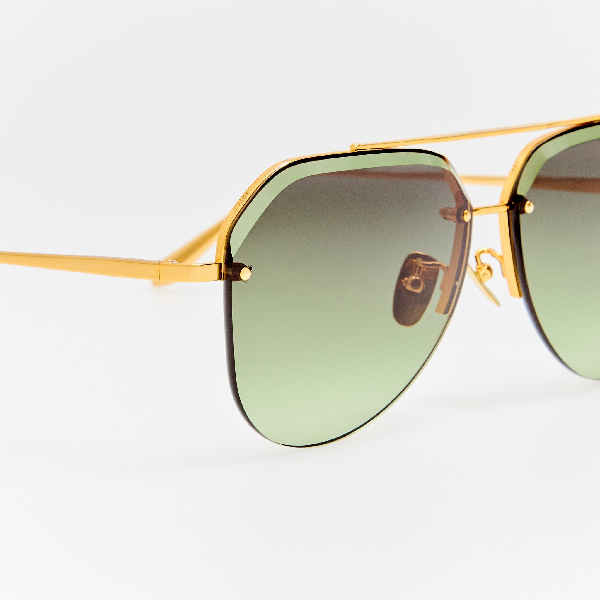 Quynh Sunglasses in 22K Gold and Green - LINDA FARROW - Sunglasses -