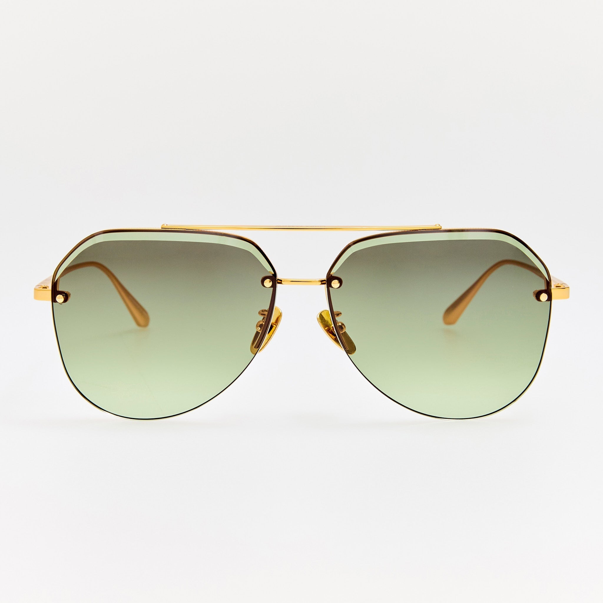 Quynh Sunglasses in 22K Gold and Green - LINDA FARROW - Sunglasses -
