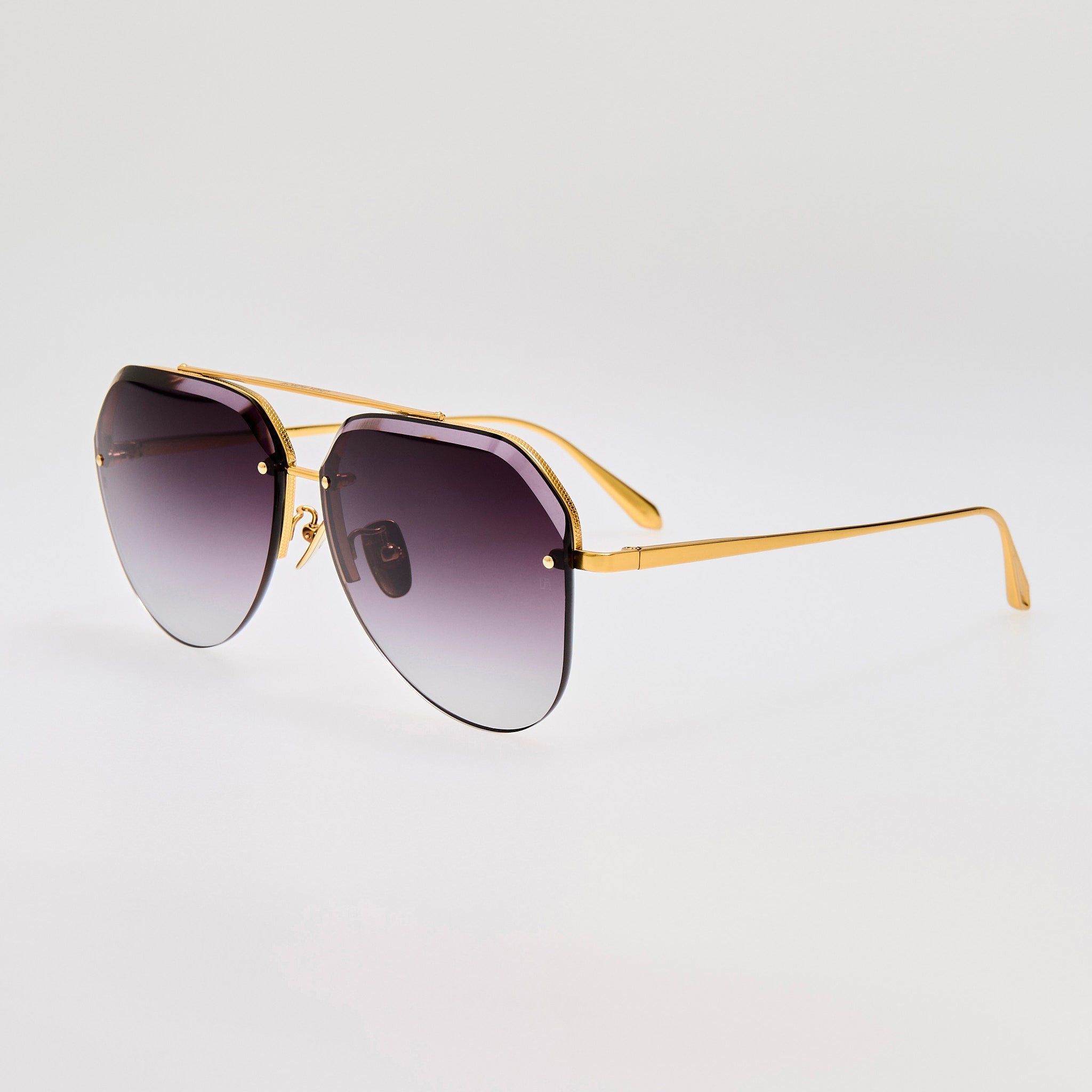 Quynh Sunglasses in 22K Gold and Grey - LINDA FARROW - Sunglasses -