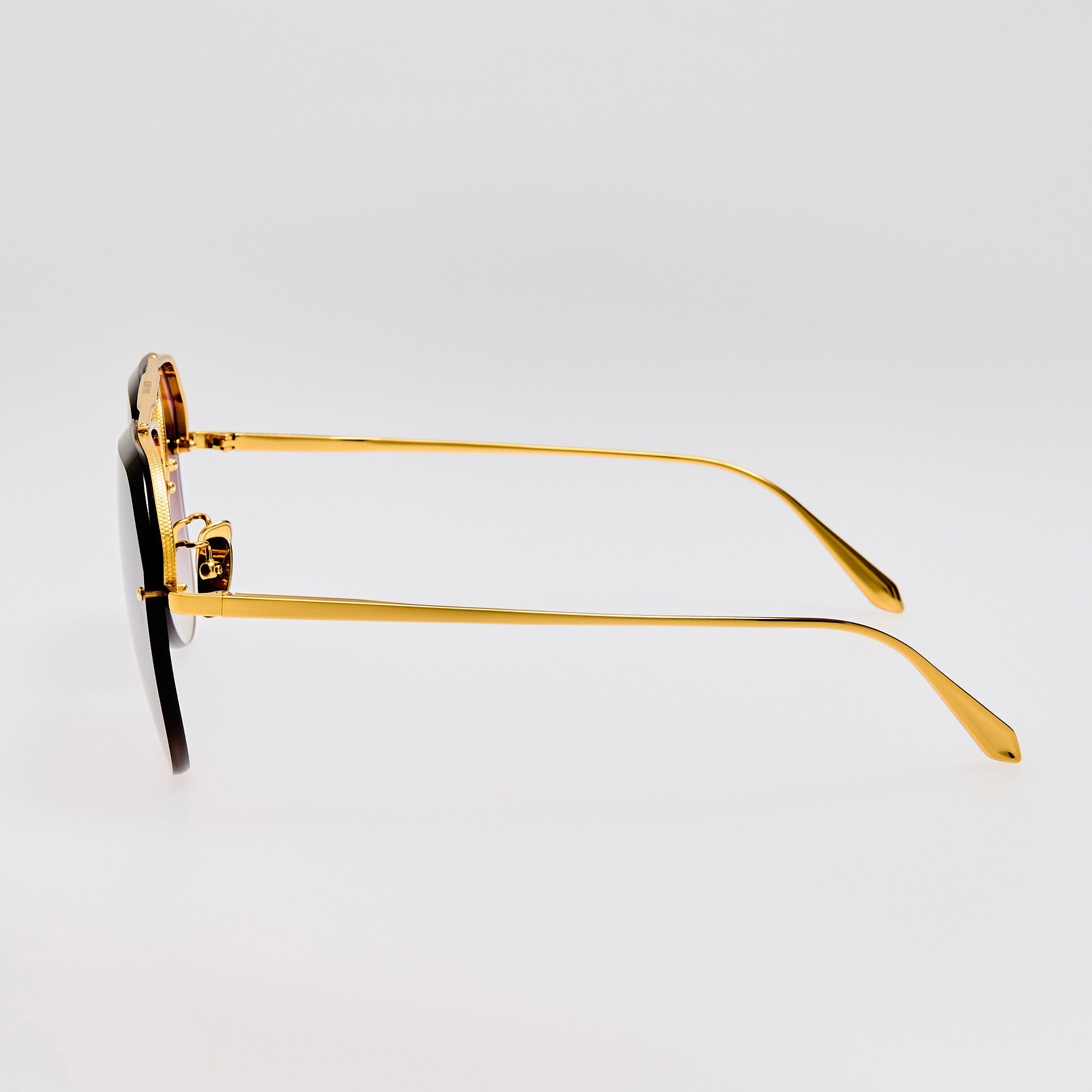 Quynh Sunglasses in 22K Gold and Grey - LINDA FARROW - Sunglasses -