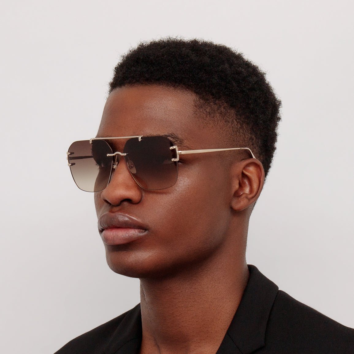 Reyner Sunglasses in 22K Gold and Brown - LINDA FARROW - Sunglasses -