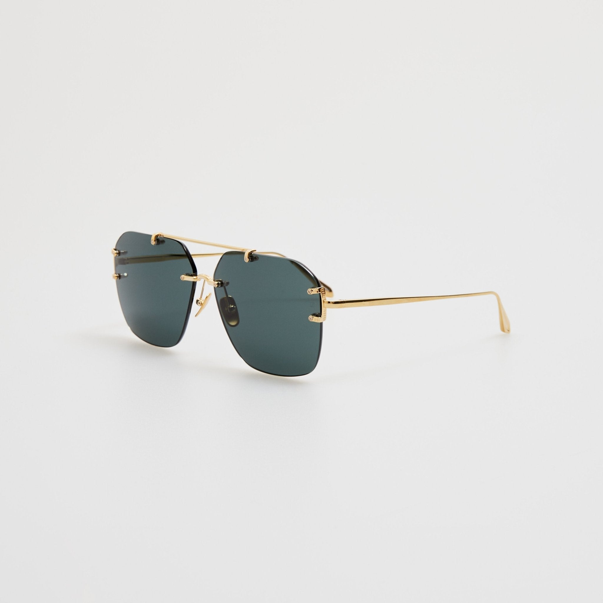 Reyner Sunglasses in 22K Gold and Green - LINDA FARROW - Sunglasses -