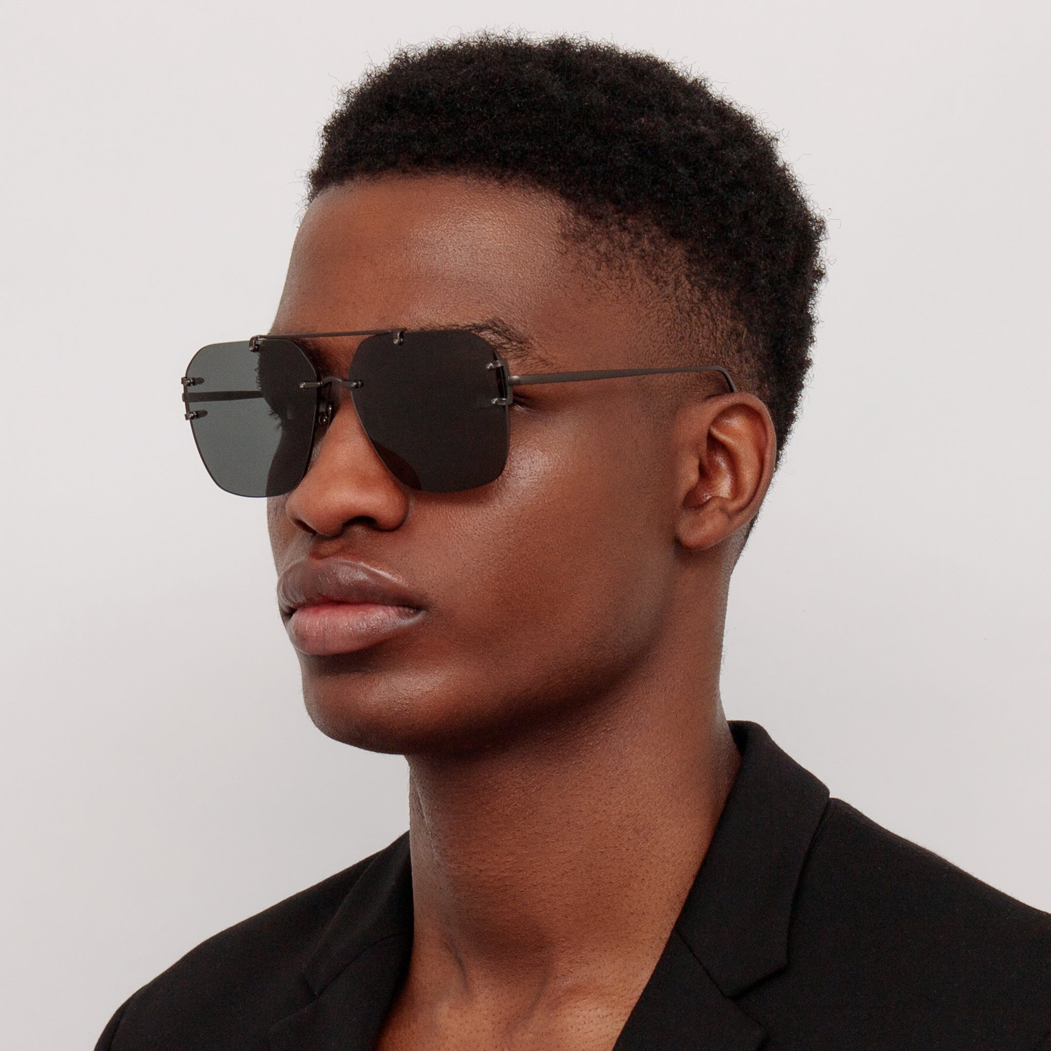 Reyner Sunglasses in Matt Black Nickel - LINDA FARROW - Sunglasses -