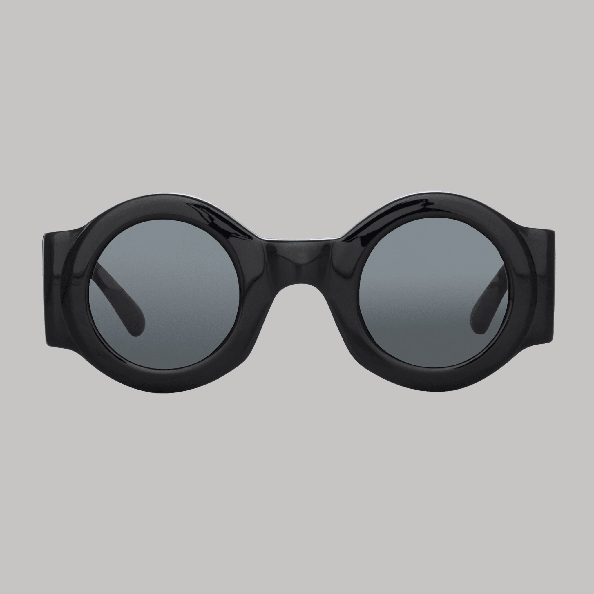 Round Sunglasses in Black - LINDA FARROW - Sunglasses -