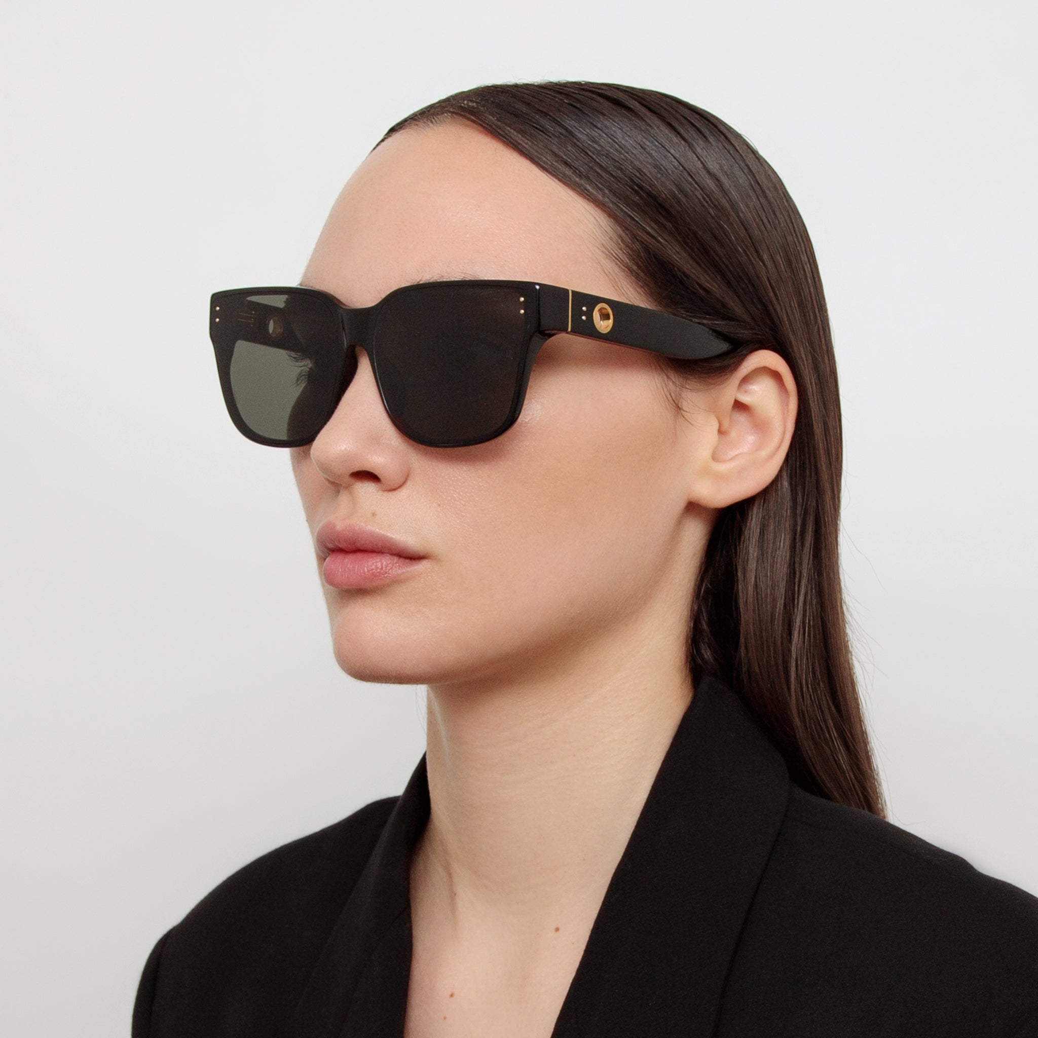 Rui Oversize Sunglasses in Black - LINDA FARROW - Sunglasses -
