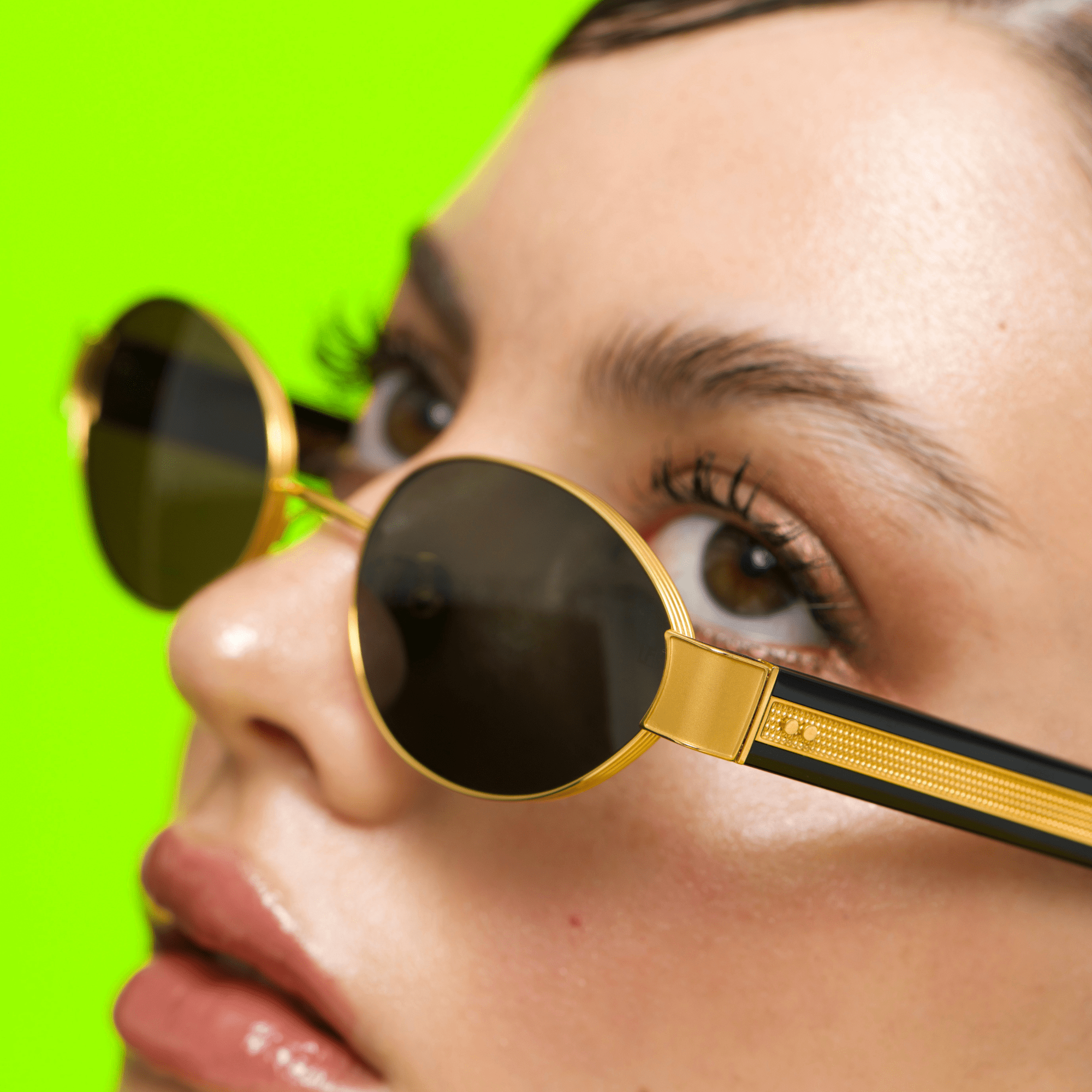 Sadie Sunglasses in 22K Gold and Grey - LINDA FARROW - Sunglasses -