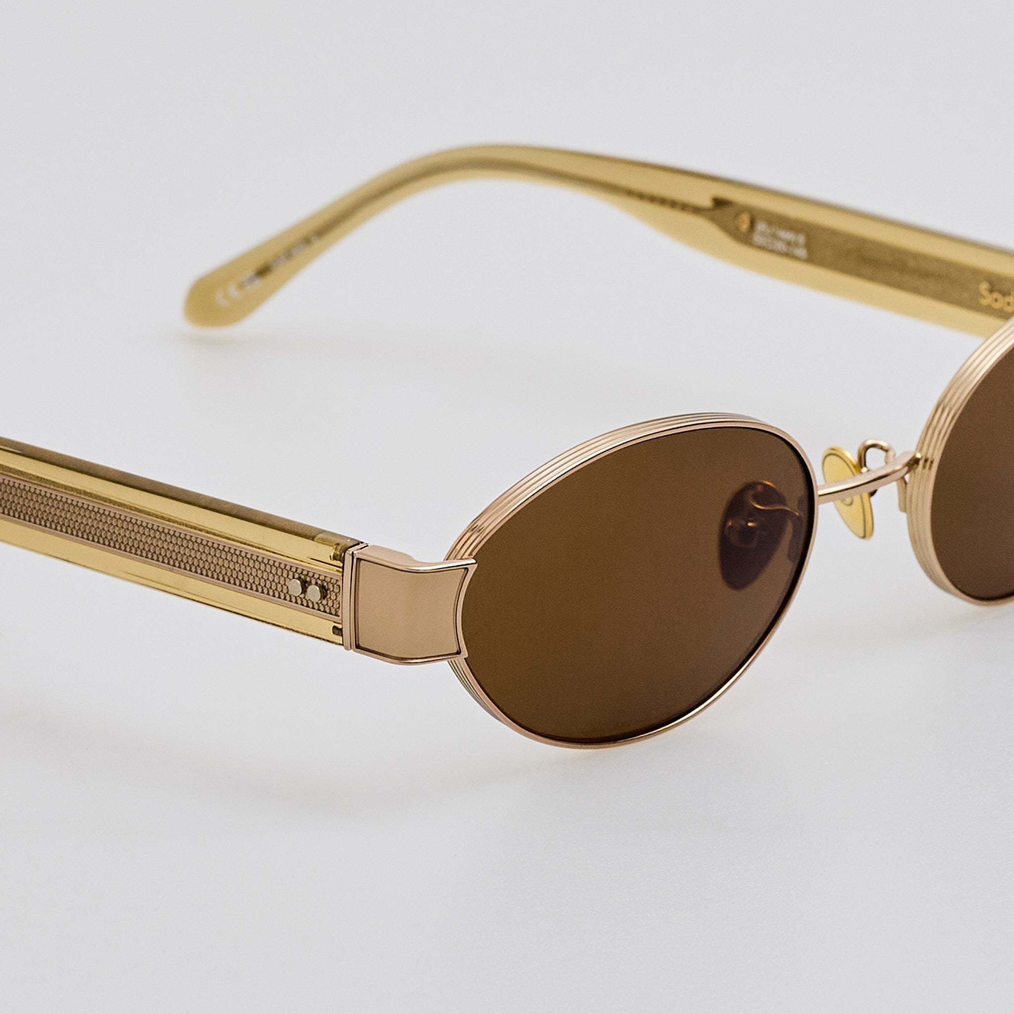 Sadie Sunglasses in 22K Gold and Khaki - LINDA FARROW - Sunglasses -