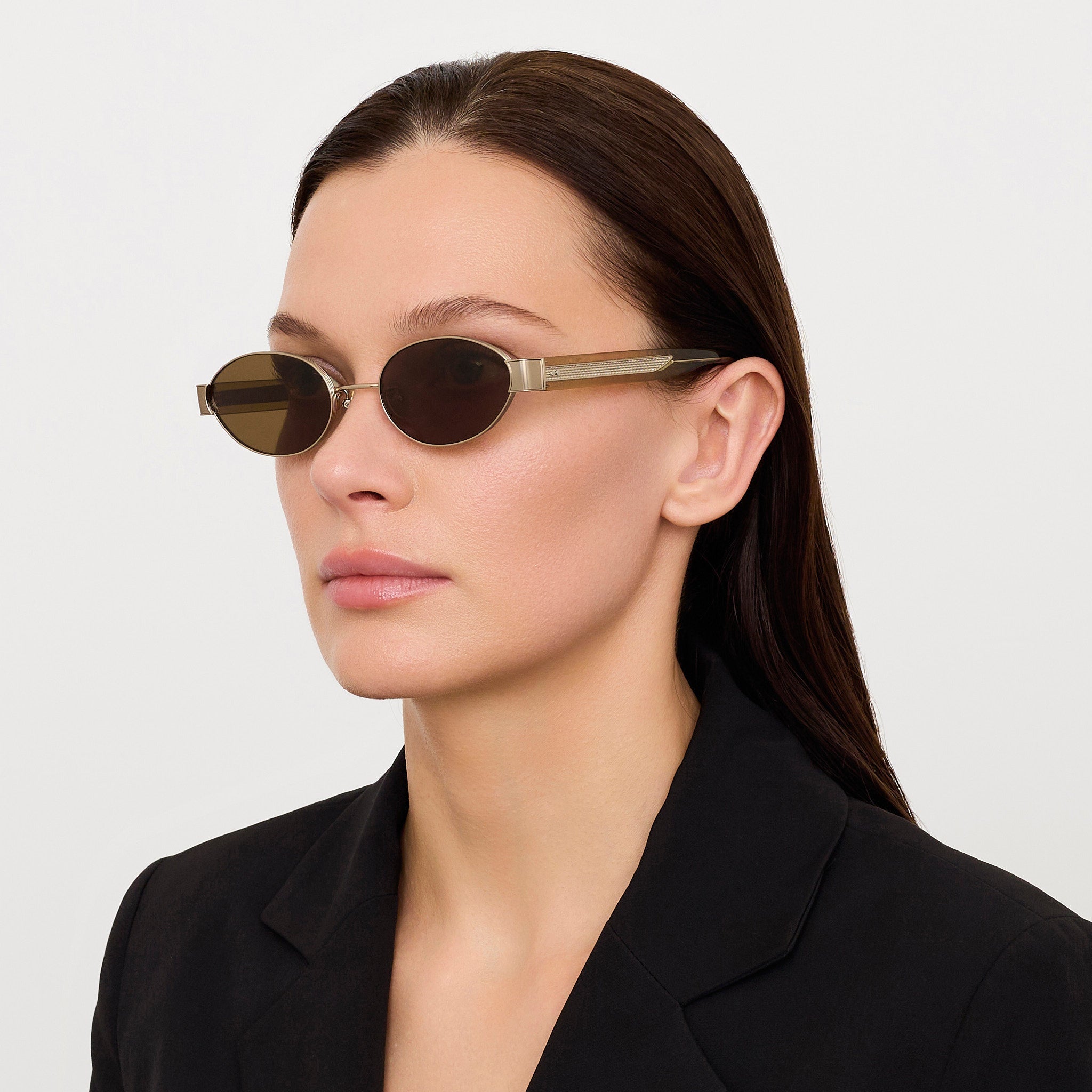 Sadie Sunglasses in 22K Gold and Khaki - LINDA FARROW - Sunglasses -