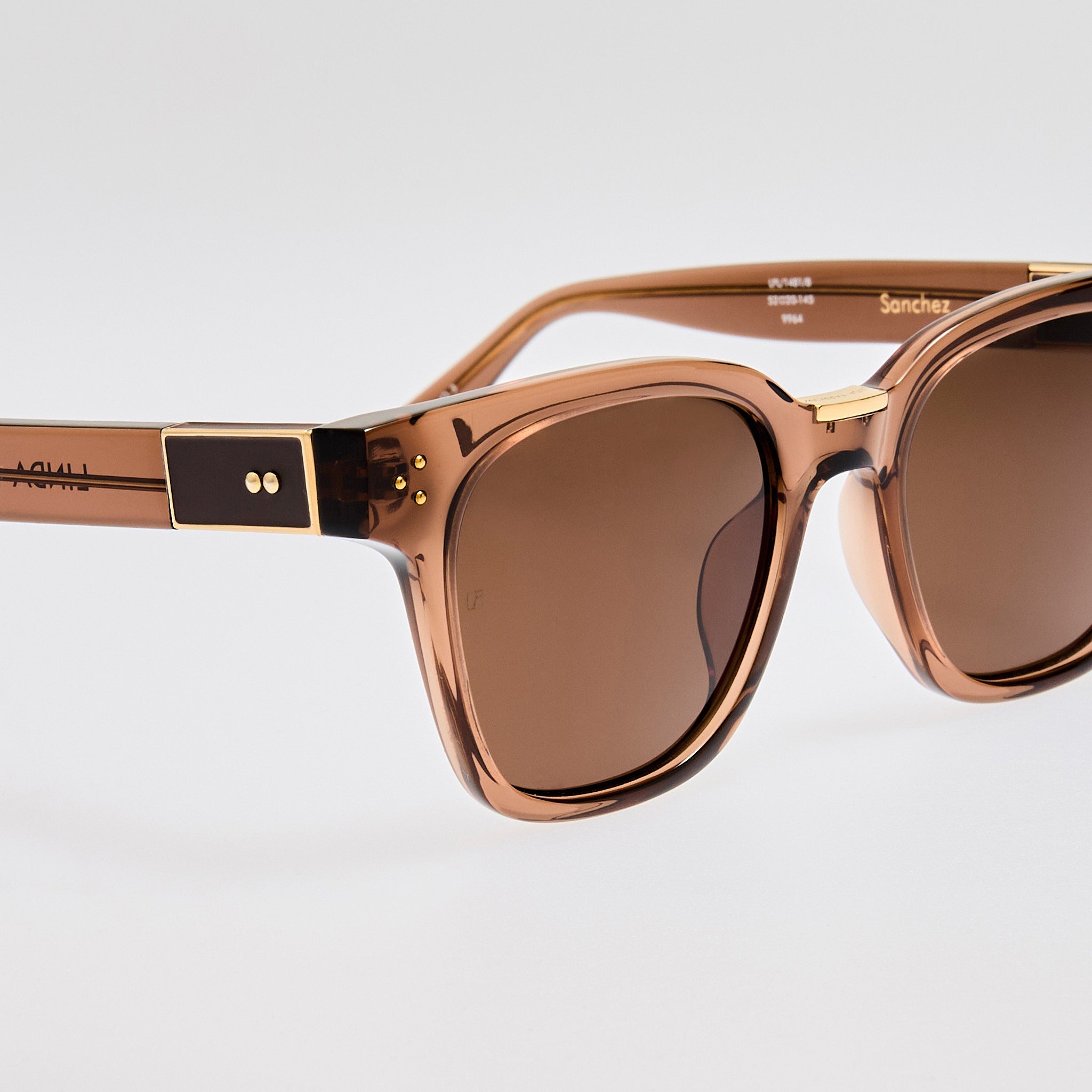 Sanchez Sunglasses in 22K Gold and Brown - LINDA FARROW - Sunglasses -