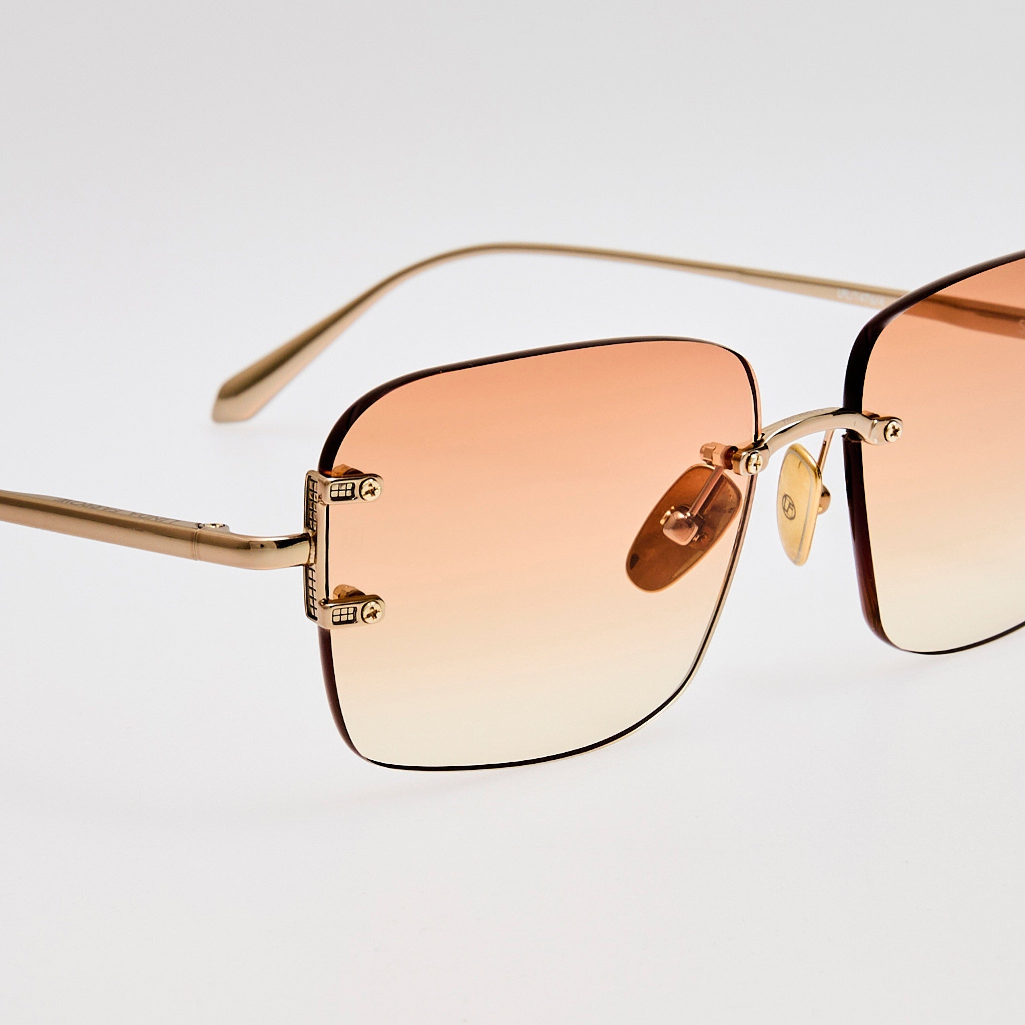 Sasha Sunglasses in 22K Gold and Camel - LINDA FARROW - Sunglasses -