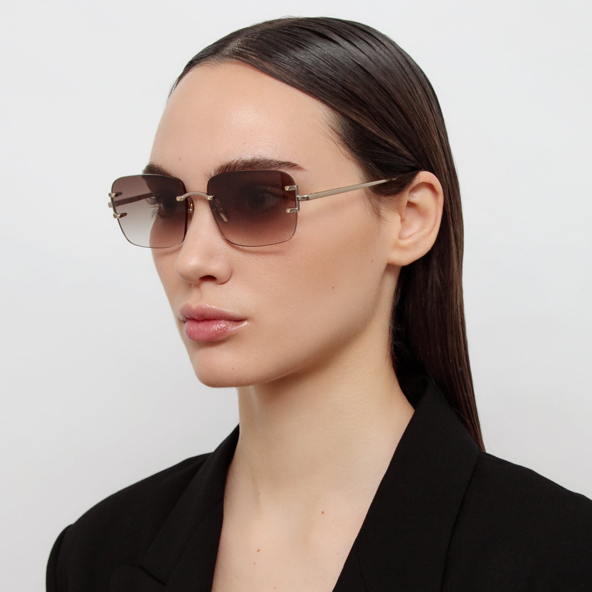 Sasha Sunglasses in 22K Gold and Mocha - LINDA FARROW - Sunglasses -
