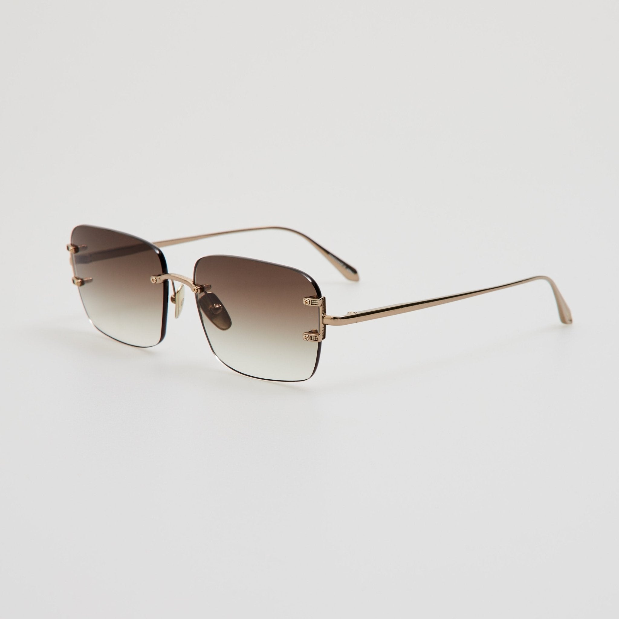 Sasha Sunglasses in 22K Gold and Mocha - LINDA FARROW - Sunglasses -