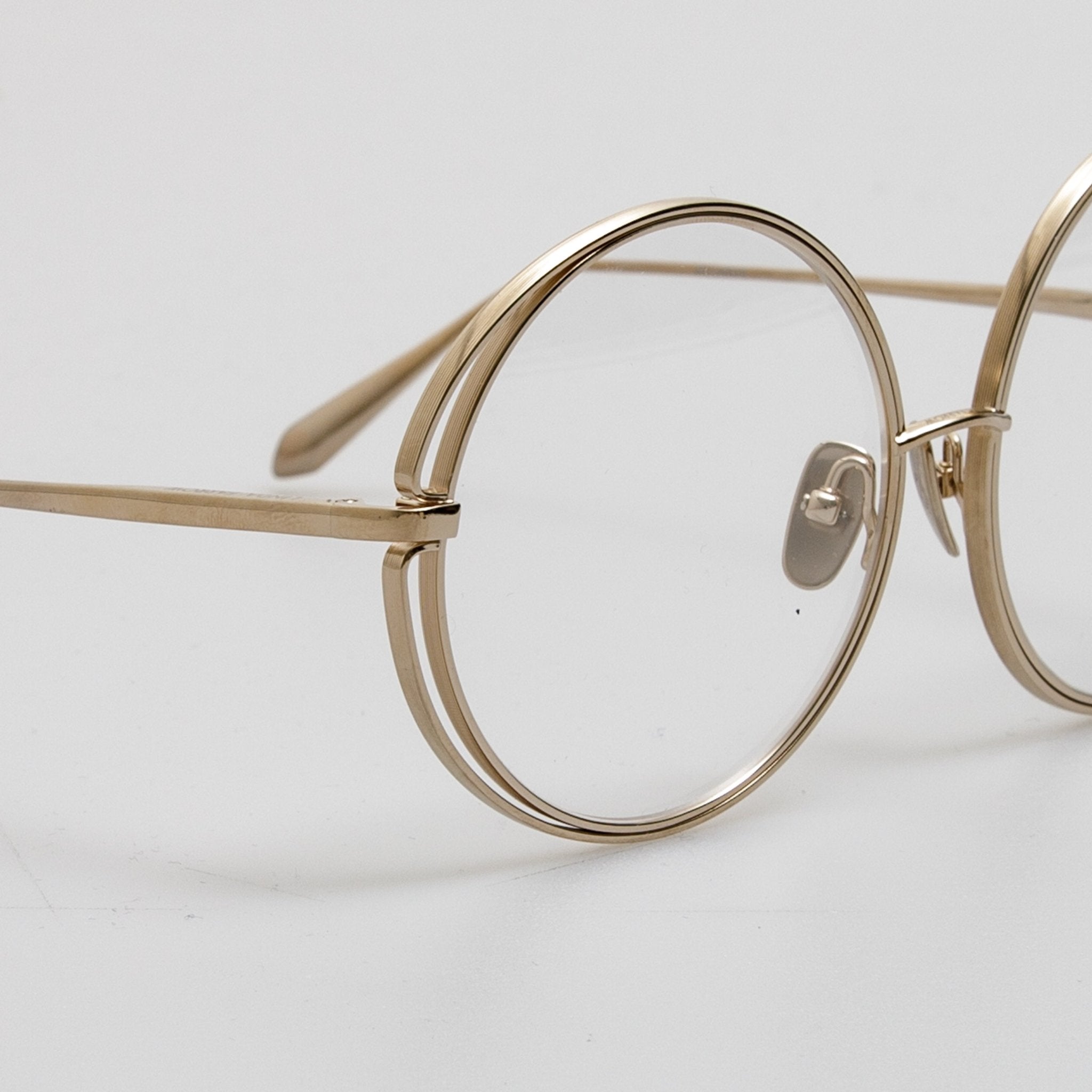 Selene Round Optical Frame in 22K Light Gold - LINDA FARROW - Optical Frame -