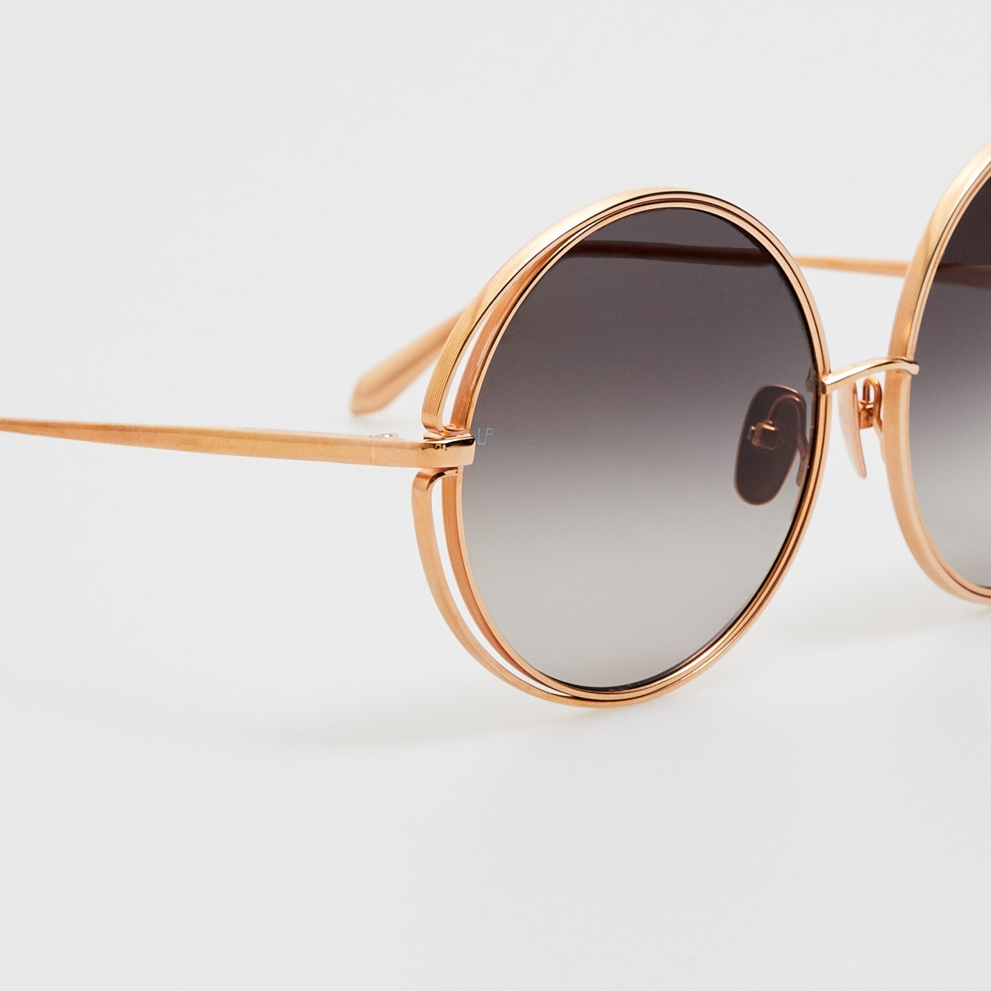Selene Sunglasses in 18K Rose Gold and Grey - LINDA FARROW - Sunglasses -