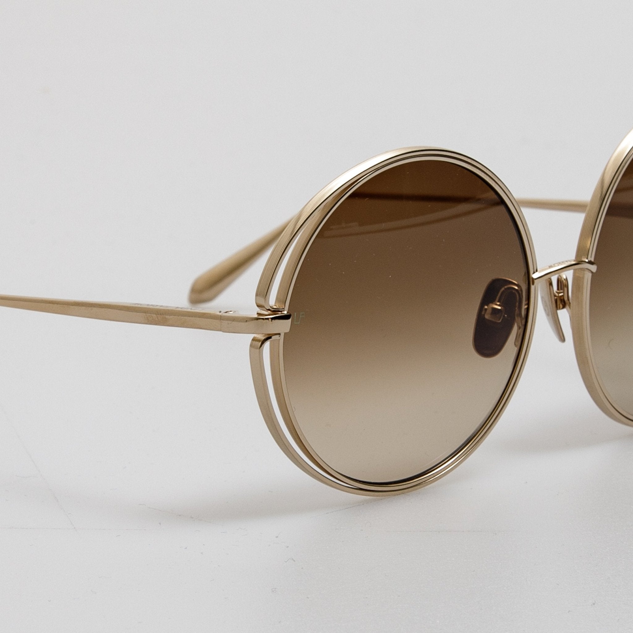 Selene Sunglasses in 22K Gold and Mocha - LINDA FARROW - Sunglasses -