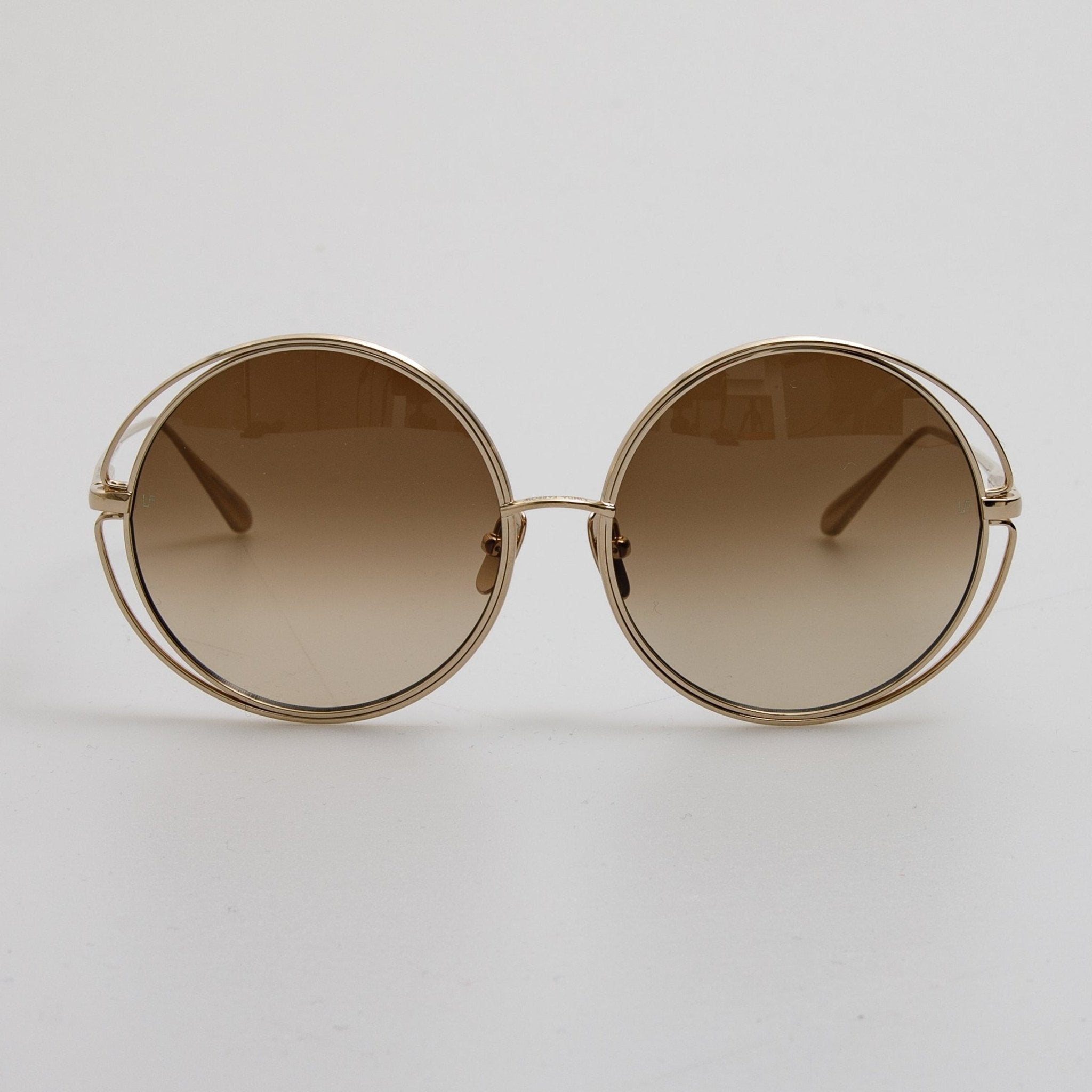 Selene Sunglasses in 22K Gold and Mocha - LINDA FARROW - Sunglasses -