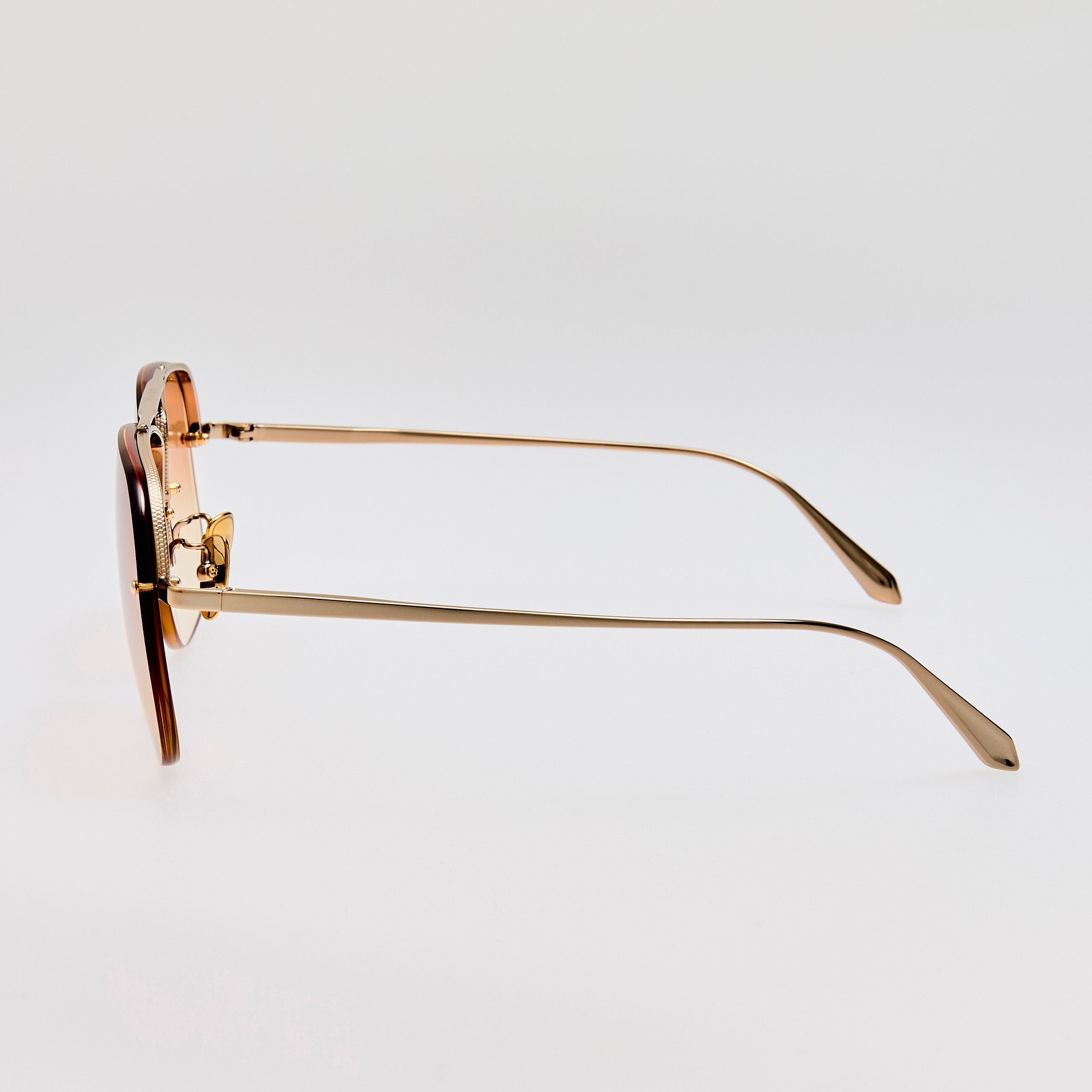 Seren Sunglasses in 18k Rose Gold and Camel - LINDA FARROW - Sunglasses -