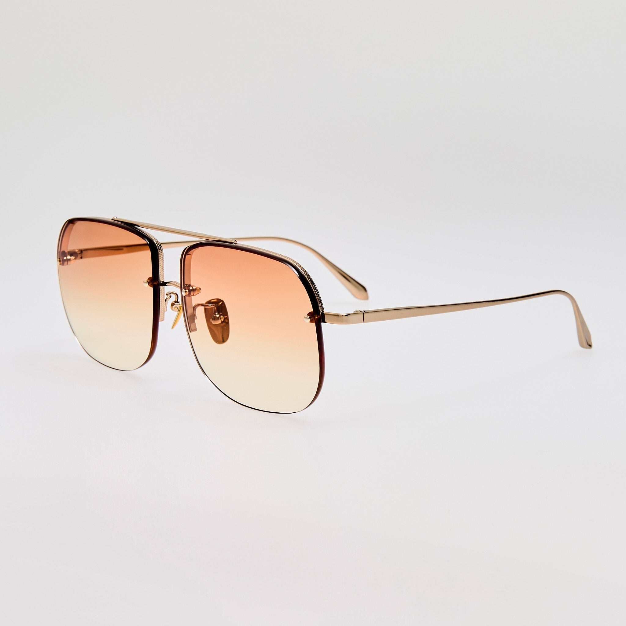 Seren Sunglasses in 18k Rose Gold and Camel - LINDA FARROW - Sunglasses -