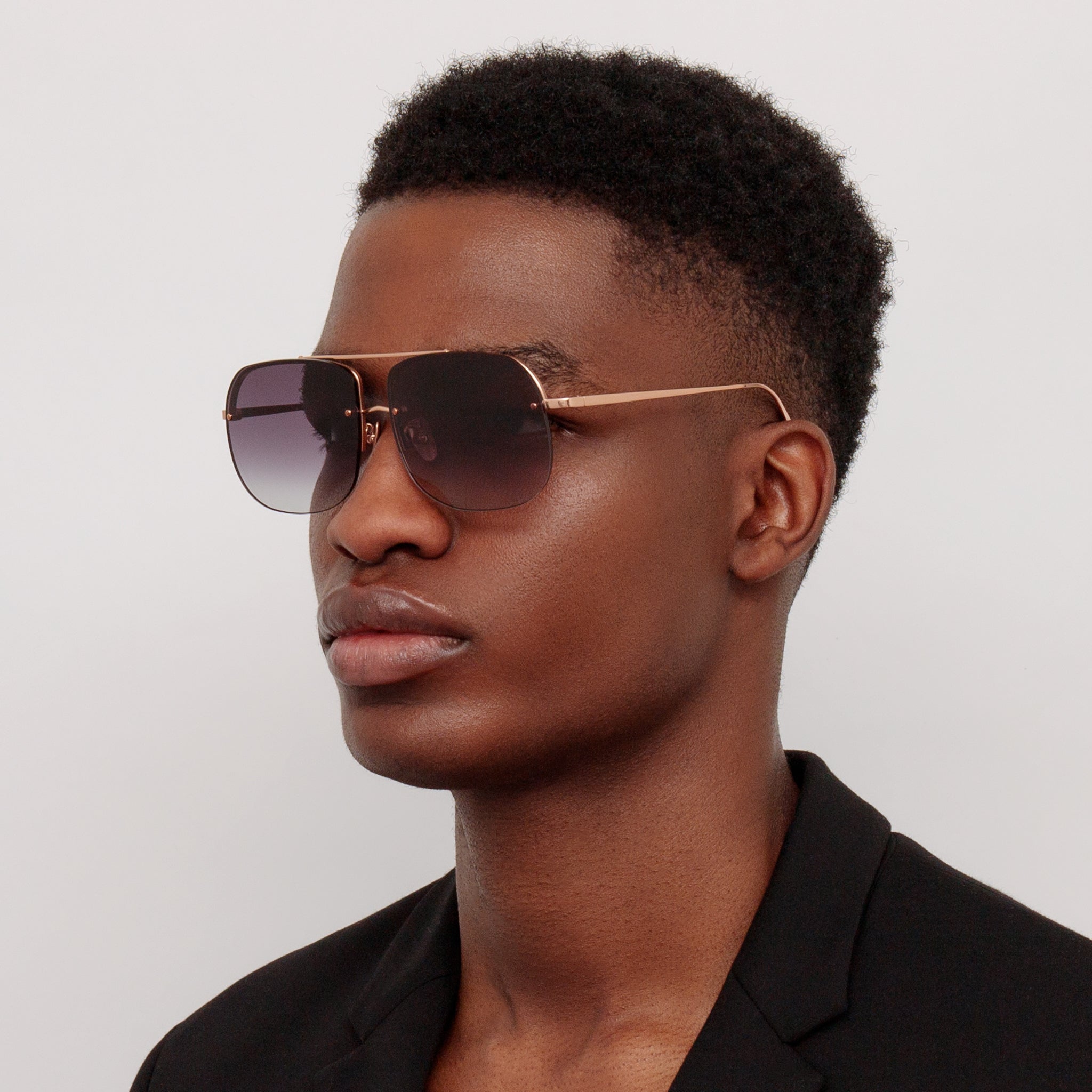 Seren Sunglasses in 18k Rose Gold and Grey - LINDA FARROW - Sunglasses -