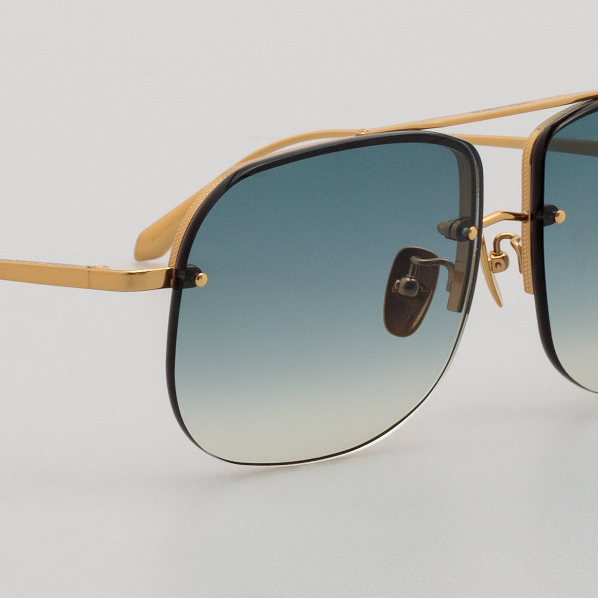 Seren Sunglasses in 22K Gold and Aqua - LINDA FARROW - Sunglasses -