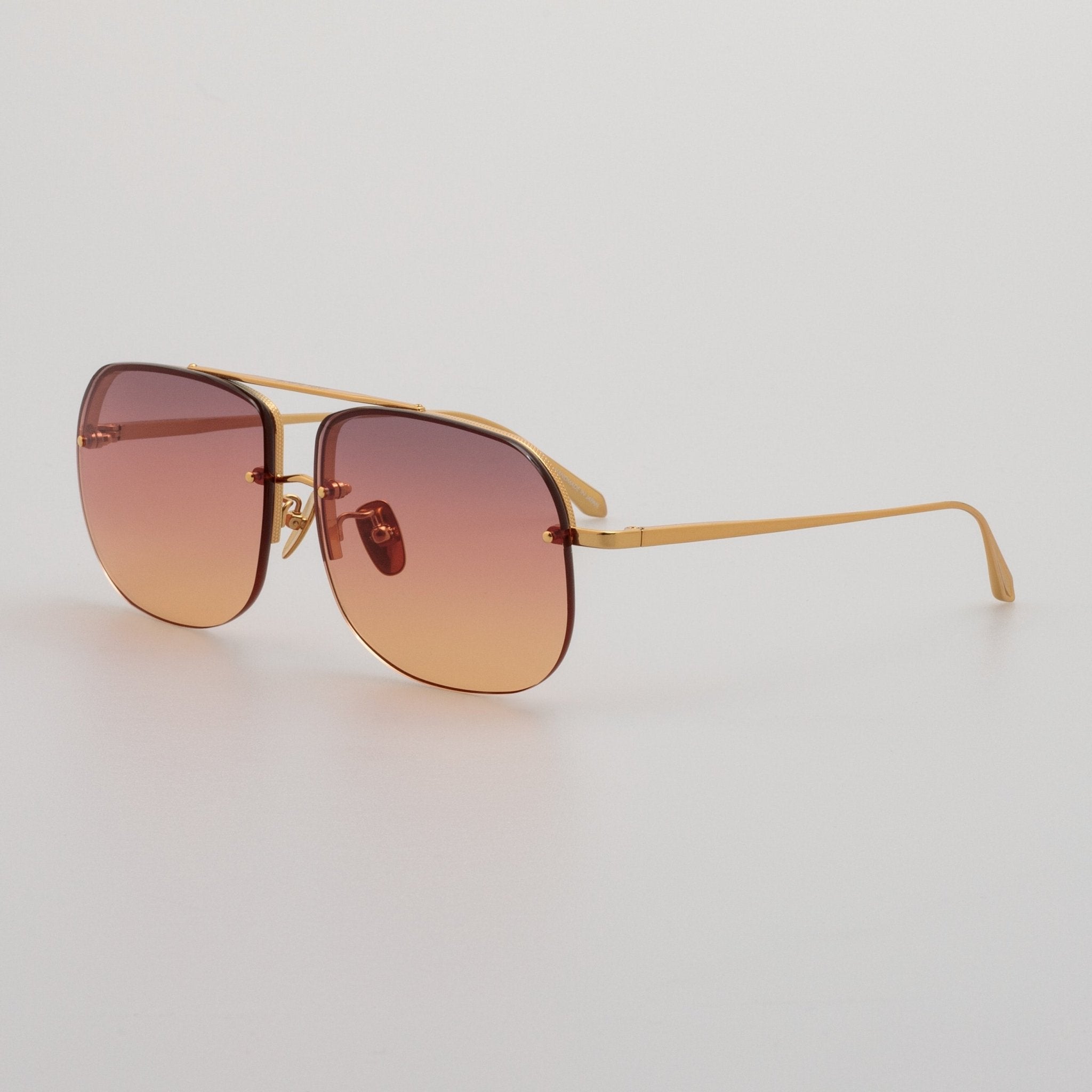 Seren Sunglasses in 22k Gold and Sunset Orange - LINDA FARROW - Sunglasses -