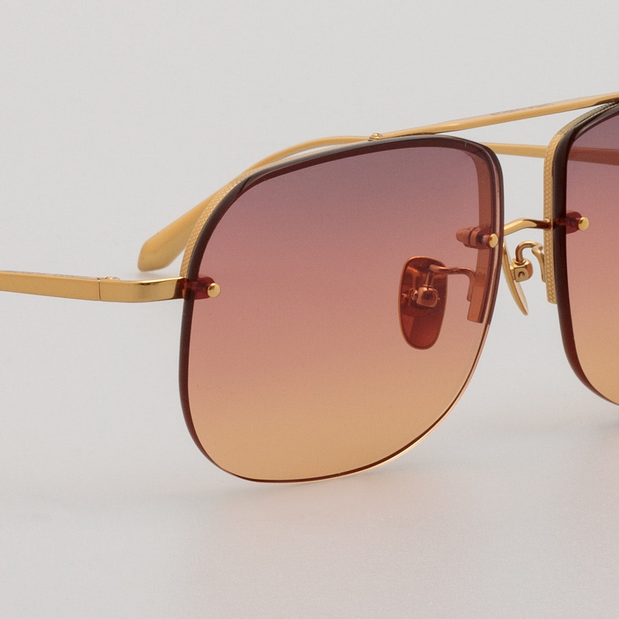 Seren Sunglasses in 22k Gold and Sunset Orange - LINDA FARROW - Sunglasses -