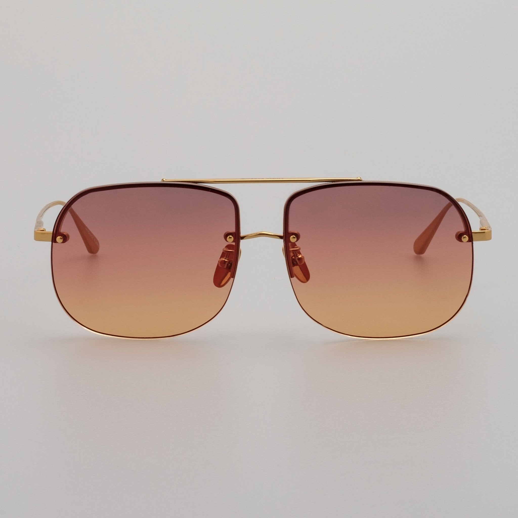 Seren Sunglasses in 22k Gold and Sunset Orange - LINDA FARROW - Sunglasses -