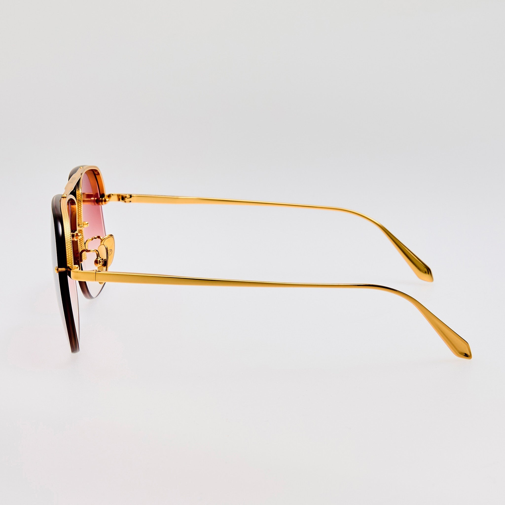 Seren Sunglasses in Red and 22k Gold - LINDA FARROW - Sunglasses -