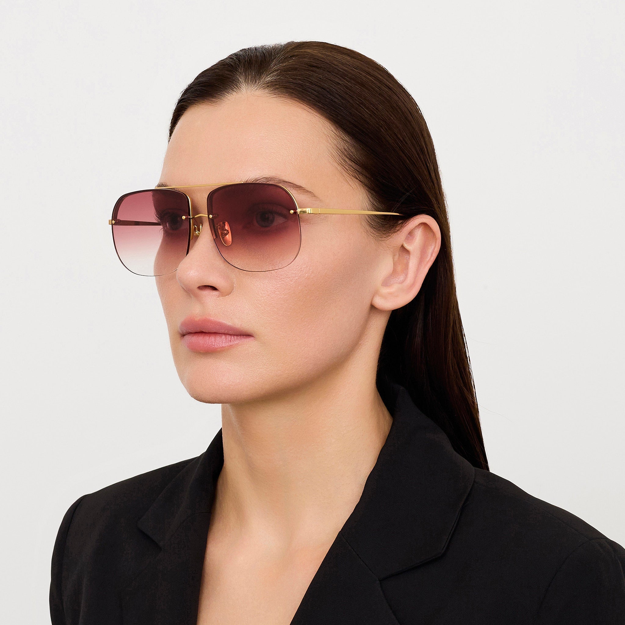 Seren Sunglasses in Red and 22k Gold - LINDA FARROW - Sunglasses -