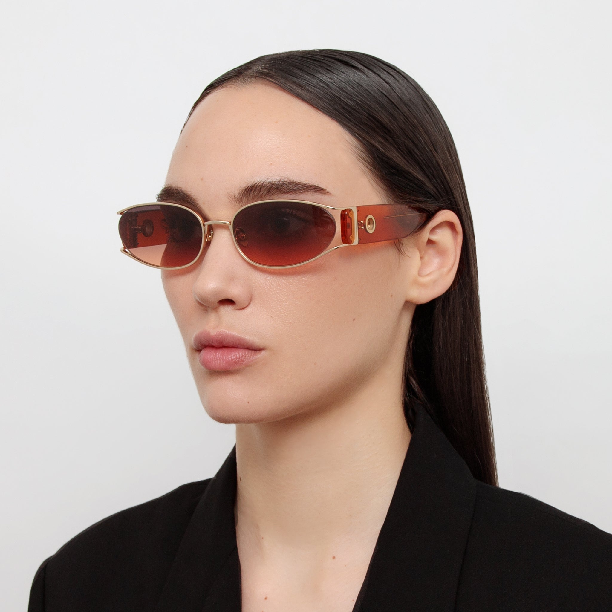 Shelby Sunglasses in 22K Gold and Dusk - LINDA FARROW - Sunglasses -