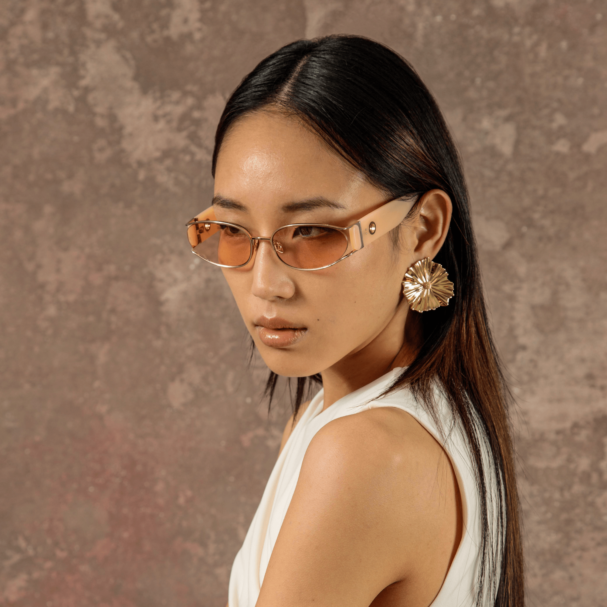 Shelby Sunglasses in Peach - LINDA FARROW - Sunglasses -
