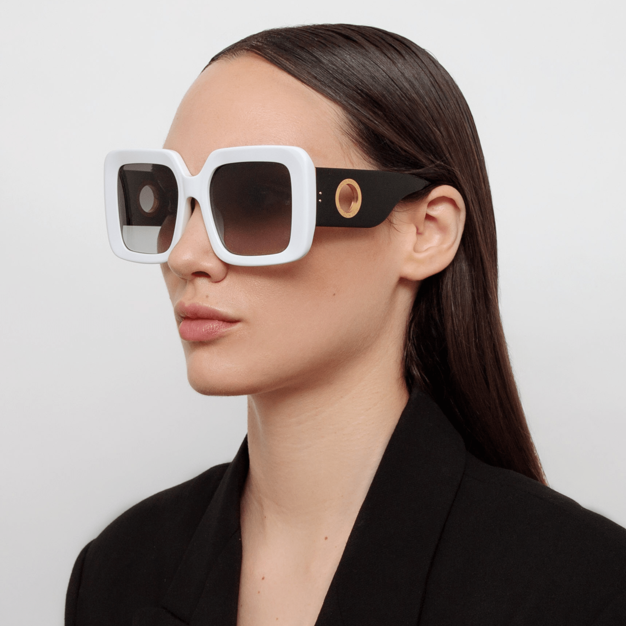 Shelly Oversize Sunglasses in White - LINDA FARROW - Sunglasses -