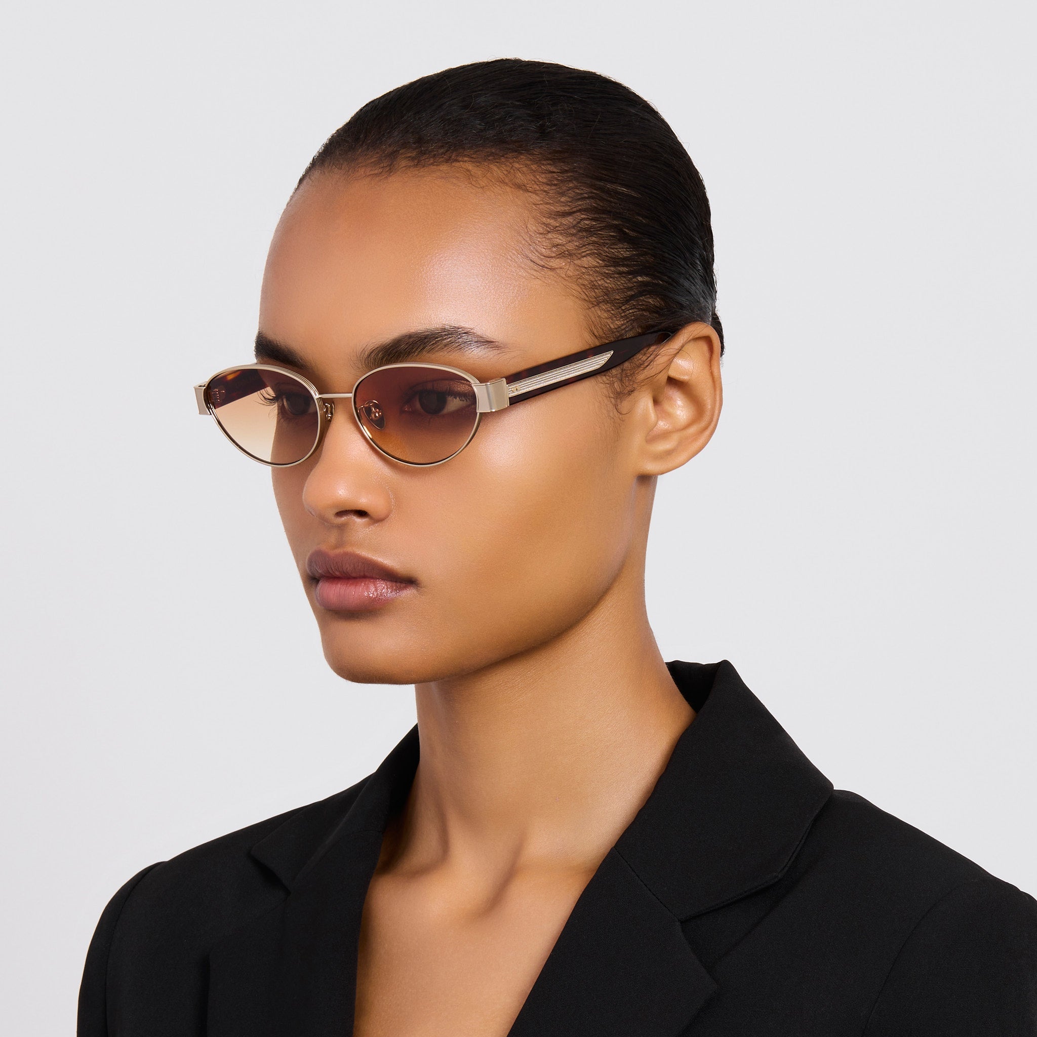 Sheri Sunglasses in 22K Gold and Camel - LINDA FARROW - Sunglasses -