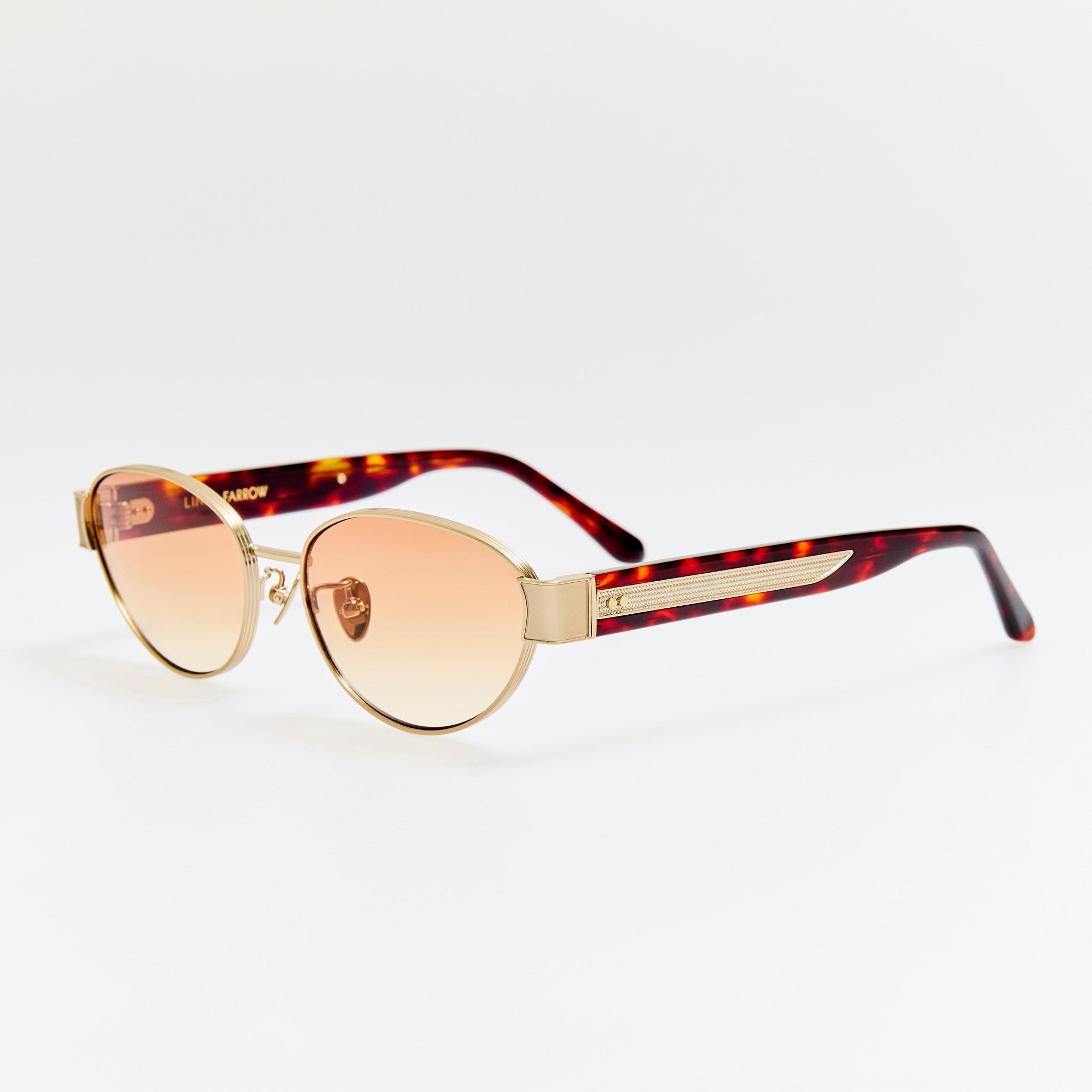 Sheri Sunglasses in 22K Gold and Camel - LINDA FARROW - Sunglasses -