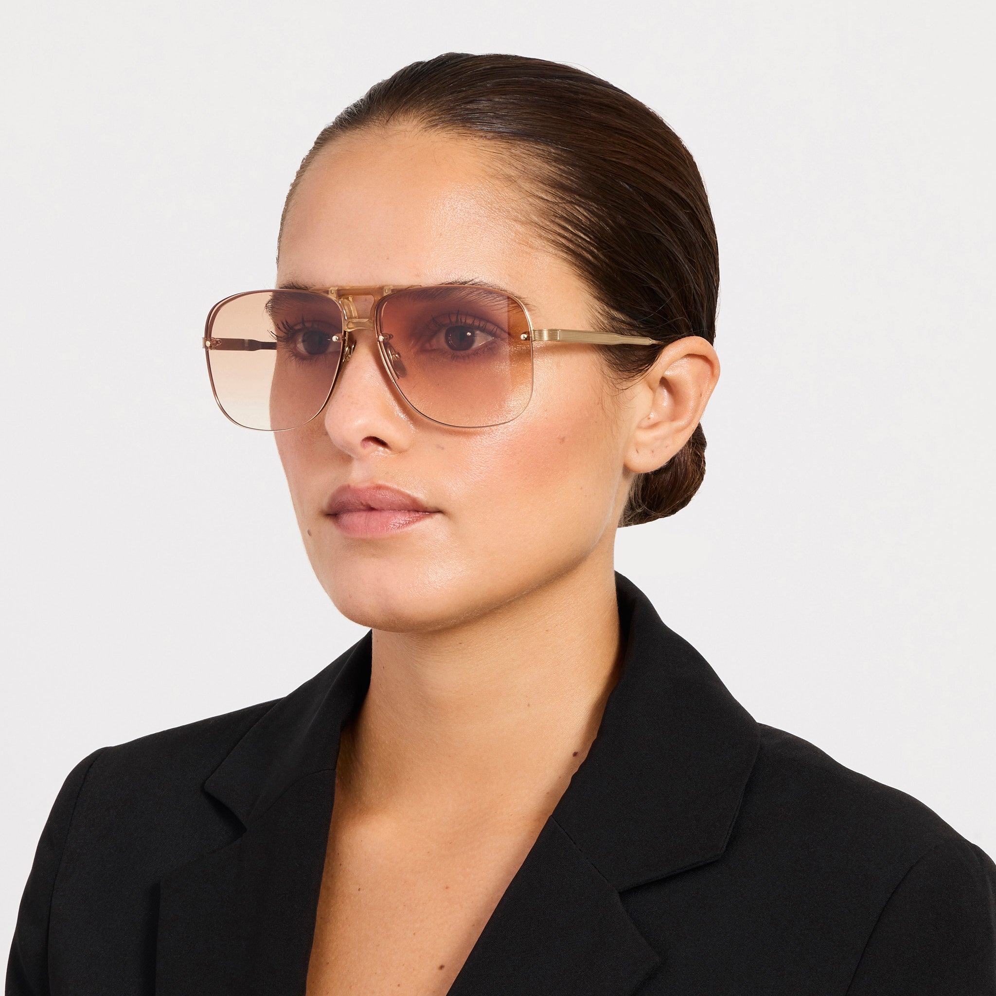 Skye Sunglasses in 22K Gold and Camel - LINDA FARROW - Sunglasses -