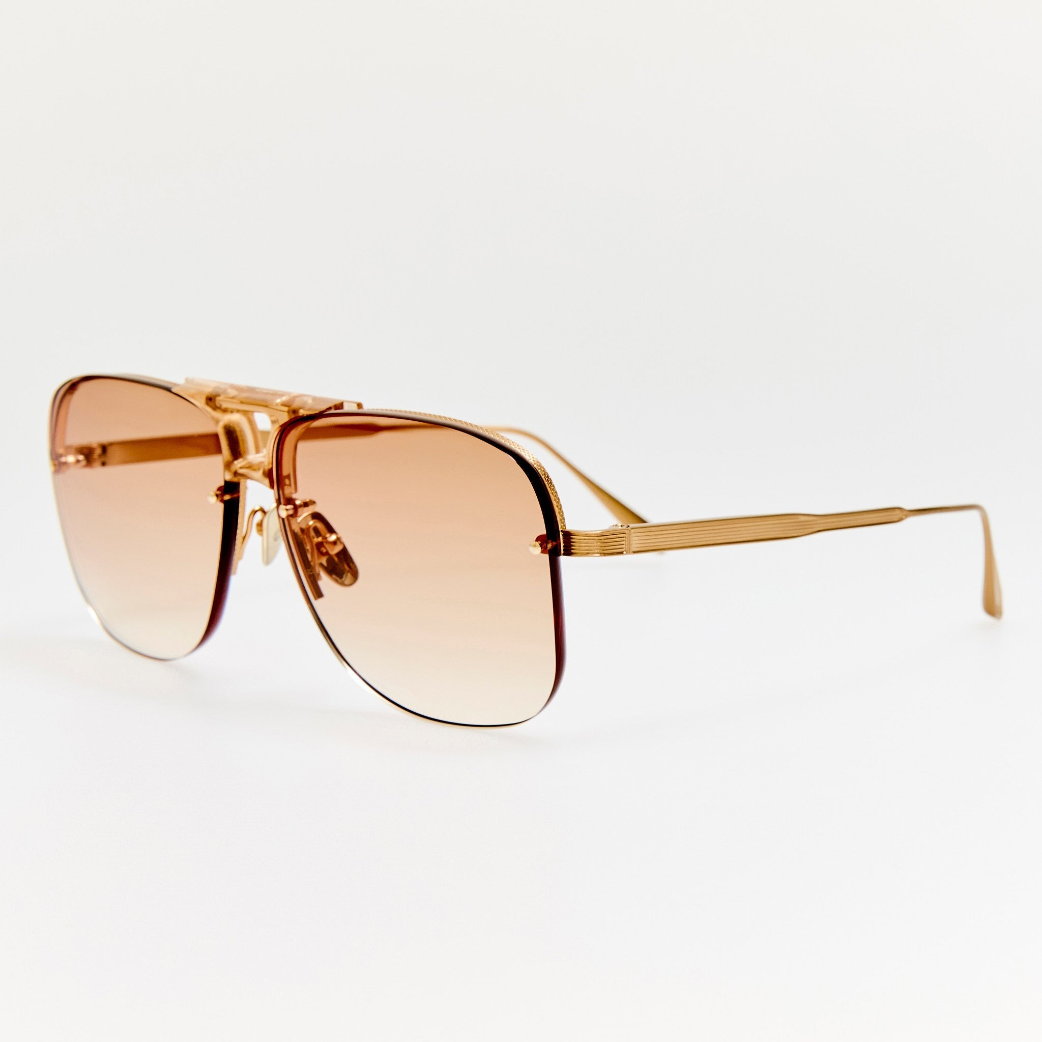 Skye Sunglasses in 22K Gold and Camel - LINDA FARROW - Sunglasses -