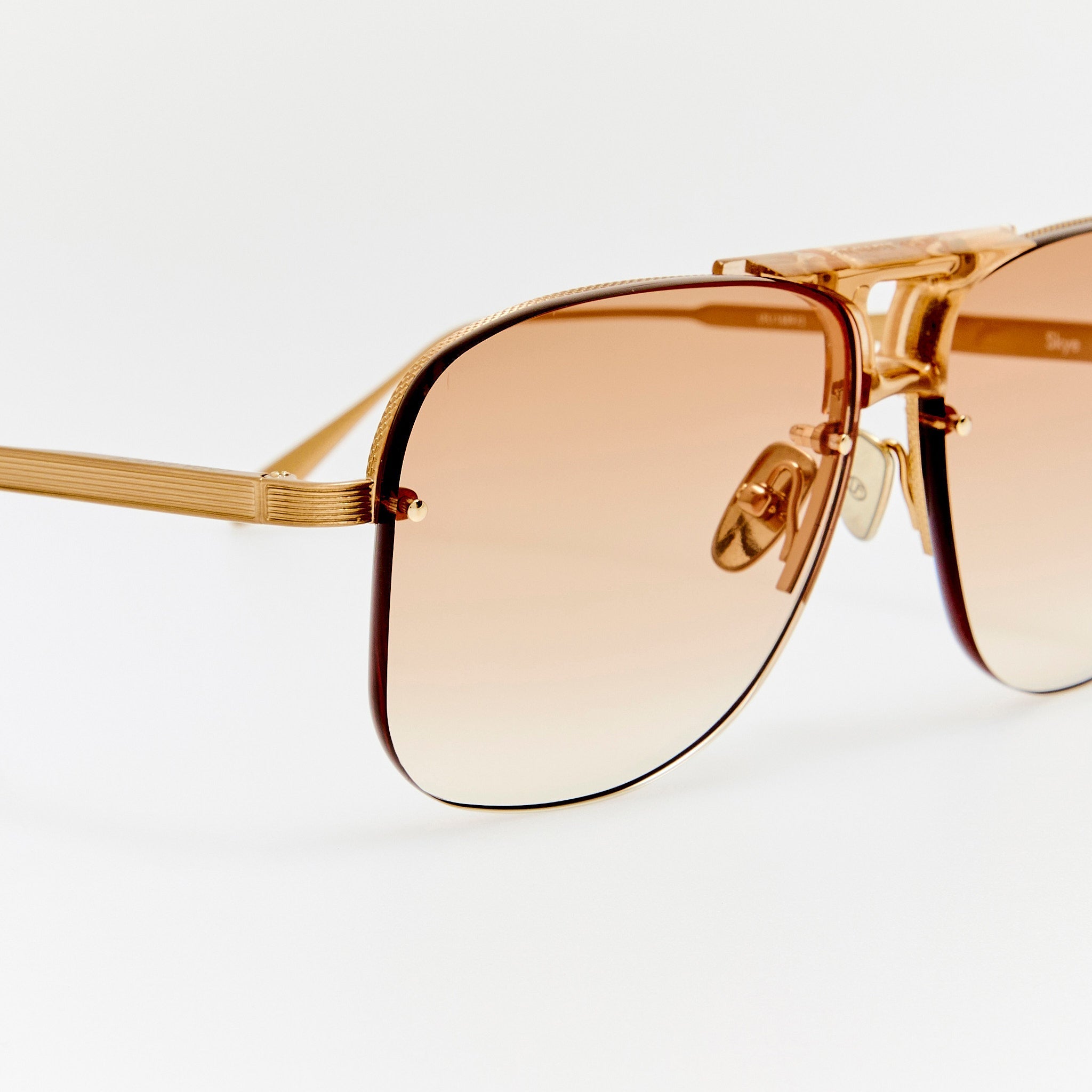 Skye Sunglasses in 22K Gold and Camel - LINDA FARROW - Sunglasses -