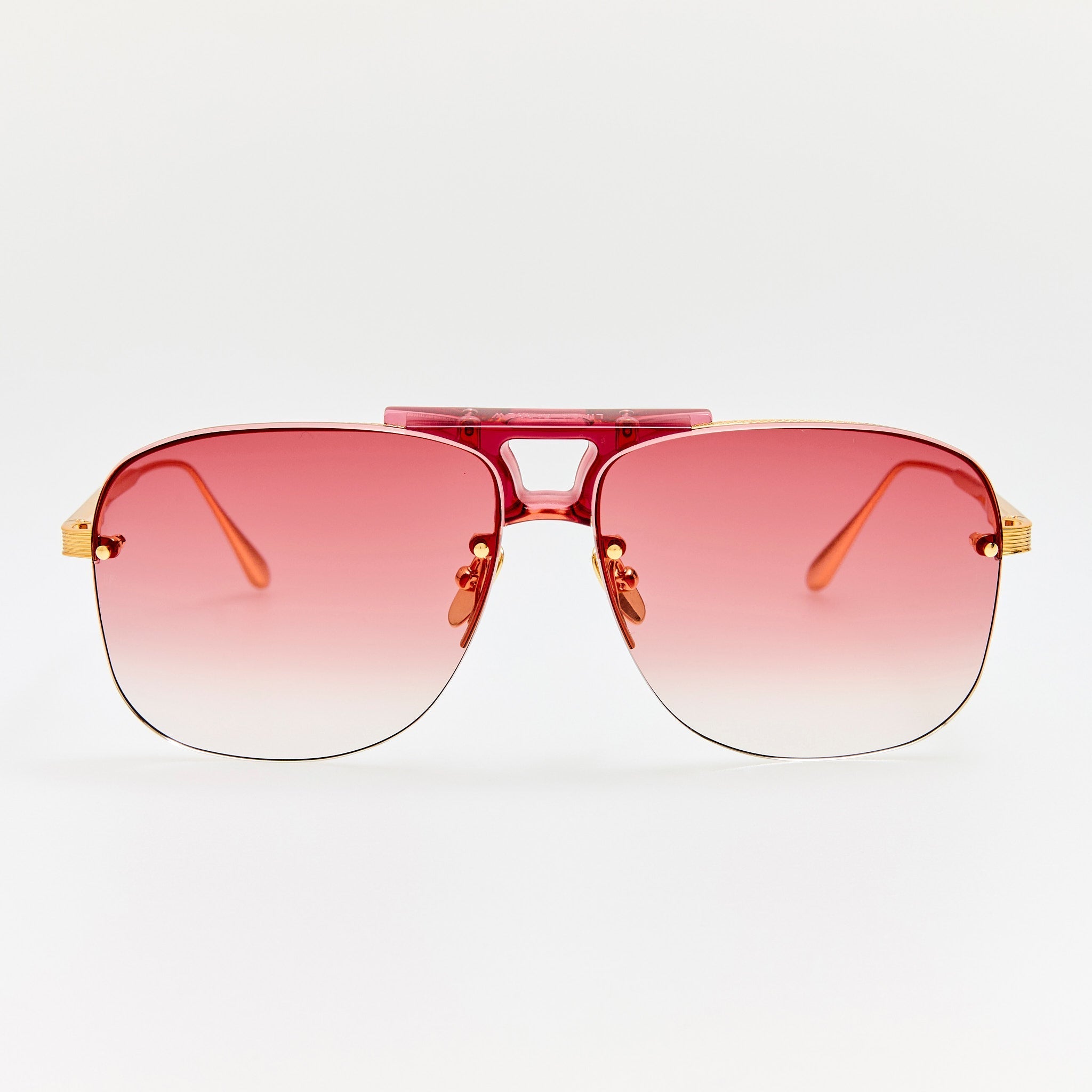 Skye Sunglasses in 22K Gold and Red - LINDA FARROW - Sunglasses -