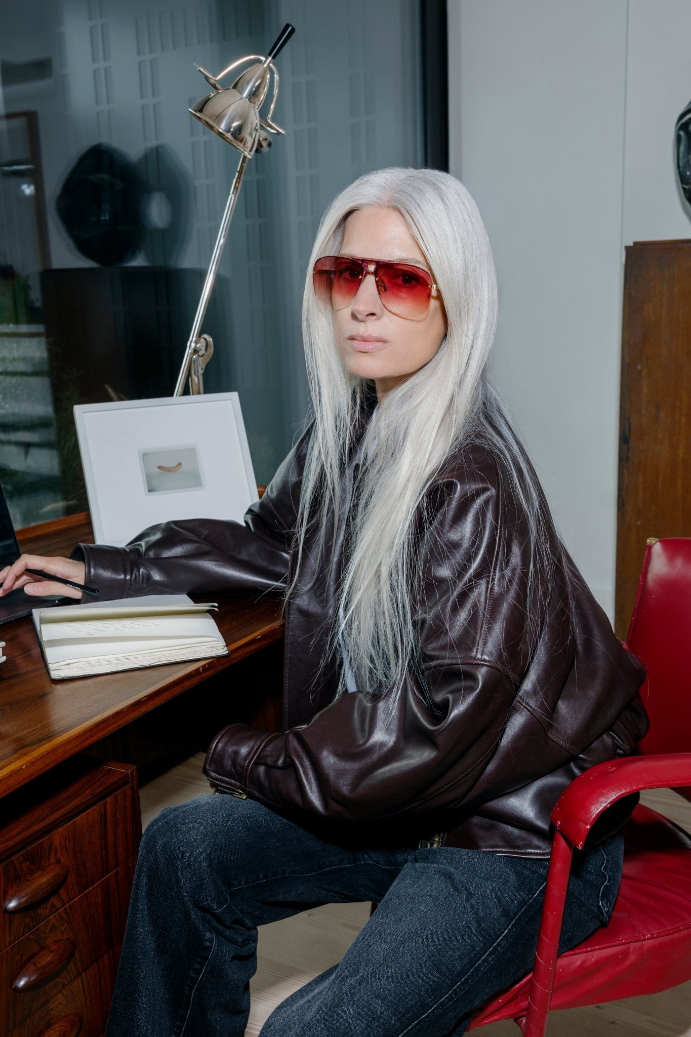 Skye Sunglasses in 22K Gold and Red - LINDA FARROW - Sunglasses -