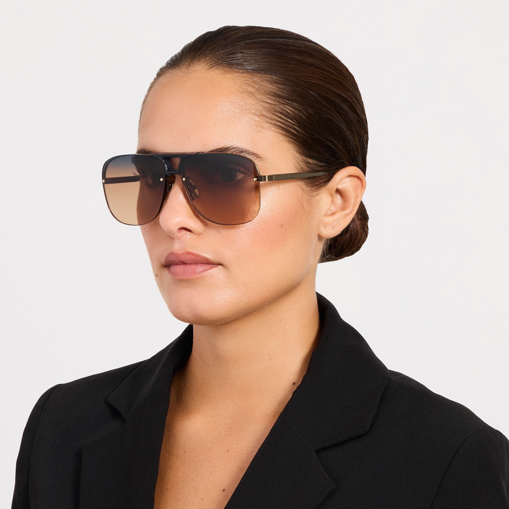 Skye Sunglasses in 22K Gold and Silt - LINDA FARROW - Sunglasses -