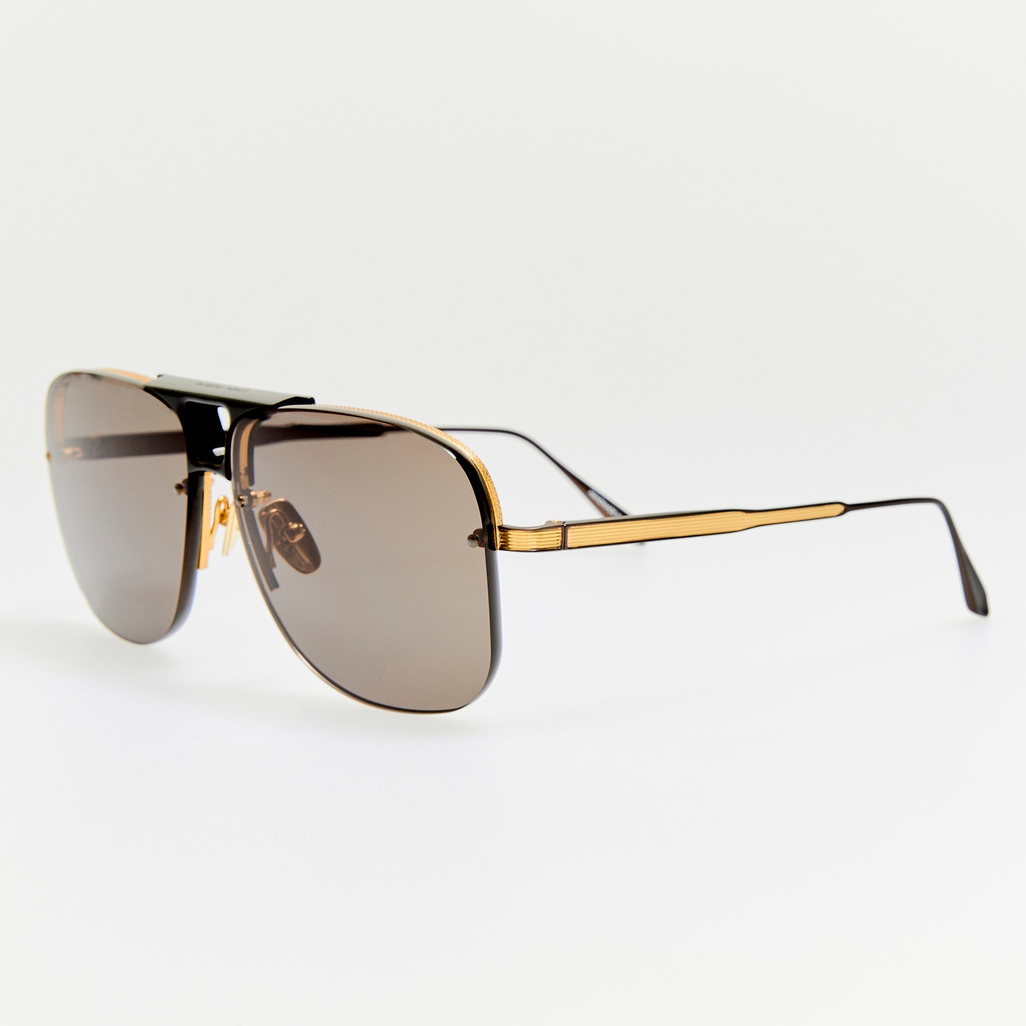 Skye Sunglasses in Matt Nickel and Grey - LINDA FARROW - Sunglasses -