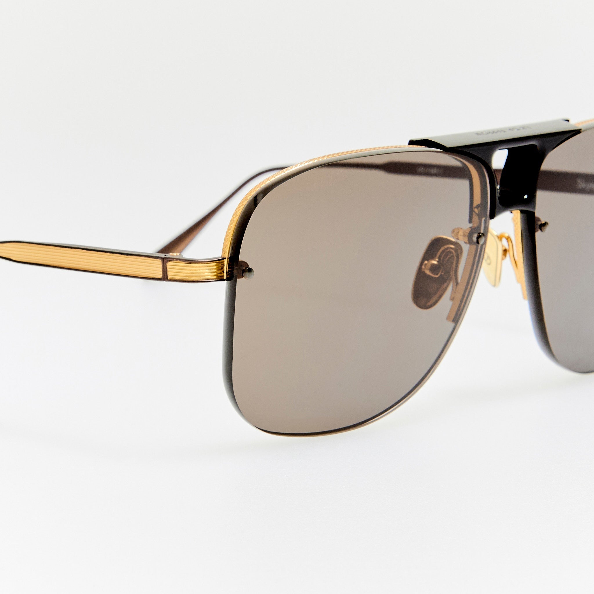 Skye Sunglasses in Matt Nickel and Grey - LINDA FARROW - Sunglasses -