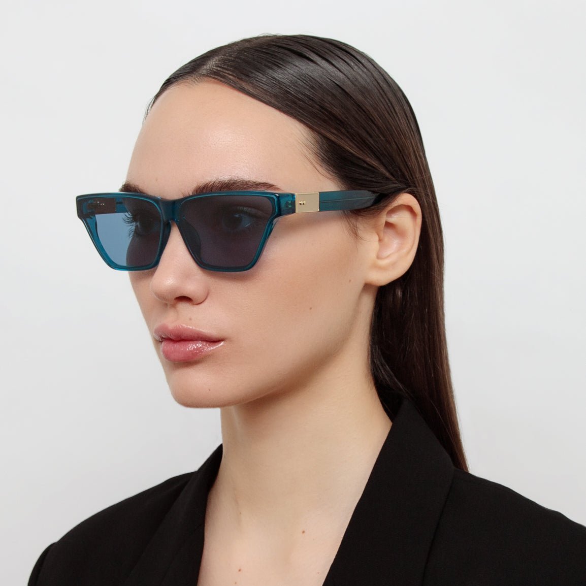 Skyler Cat - Eye Sunglasses in Aqua - LINDA FARROW - Sunglasses -