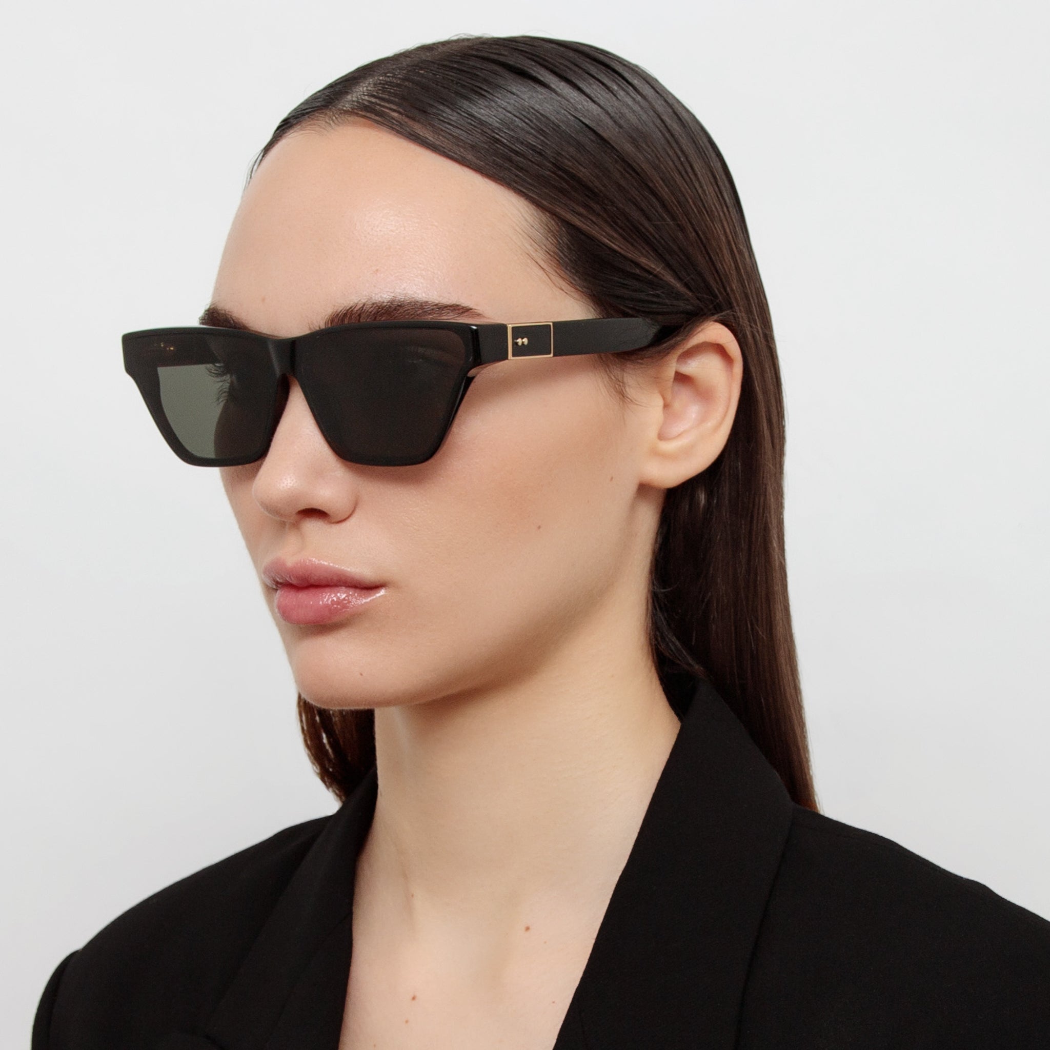 Skyler Cat - Eye Sunglasses in Black - LINDA FARROW - Sunglasses -