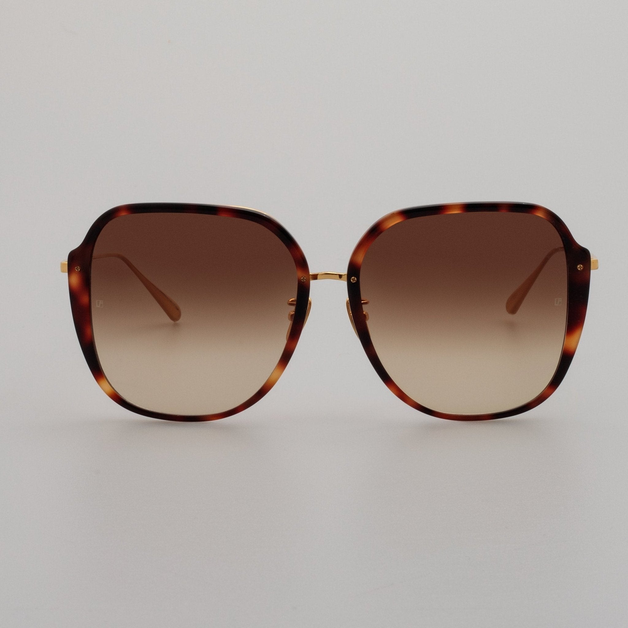 Sofia Sunglasses in 22K Gold and Brown - LINDA FARROW - Sunglasses -