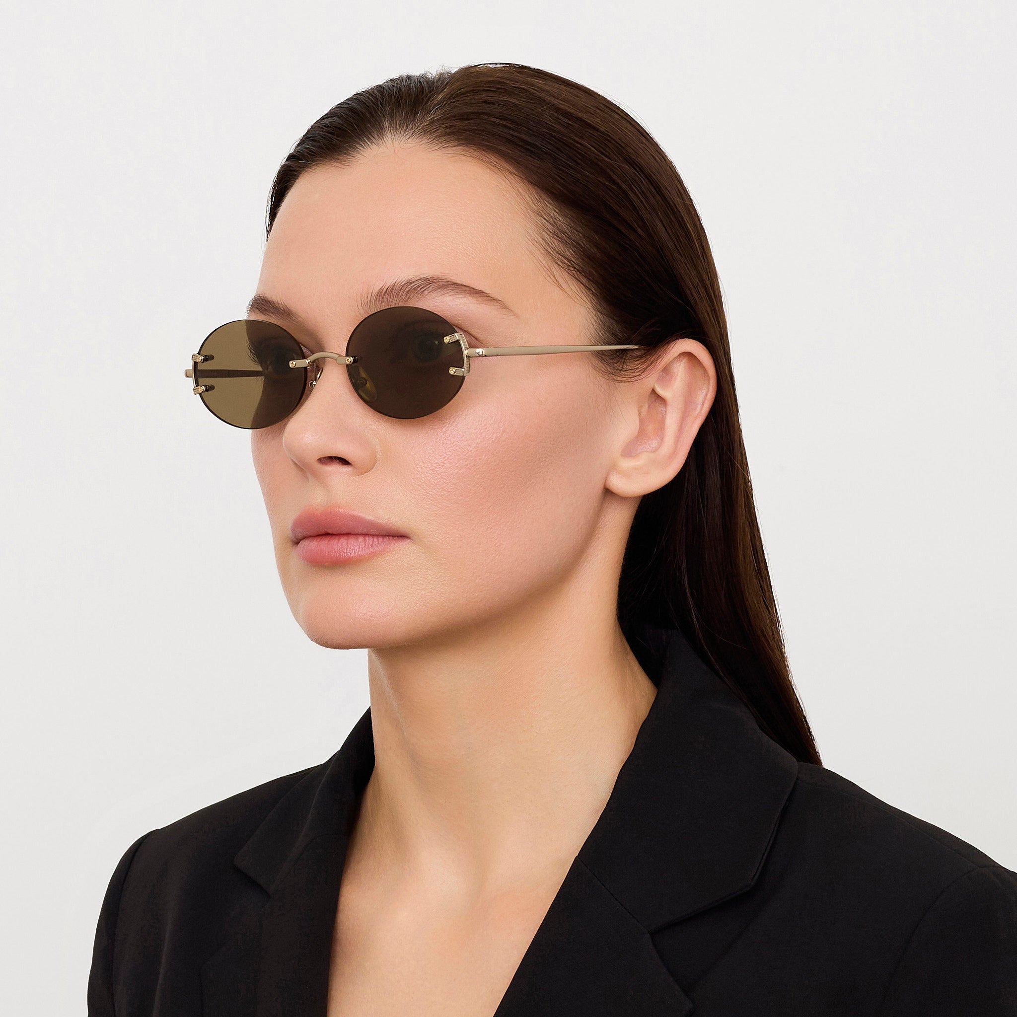Stella Sunglasses in 22K Gold and Brown - LINDA FARROW - Sunglasses -