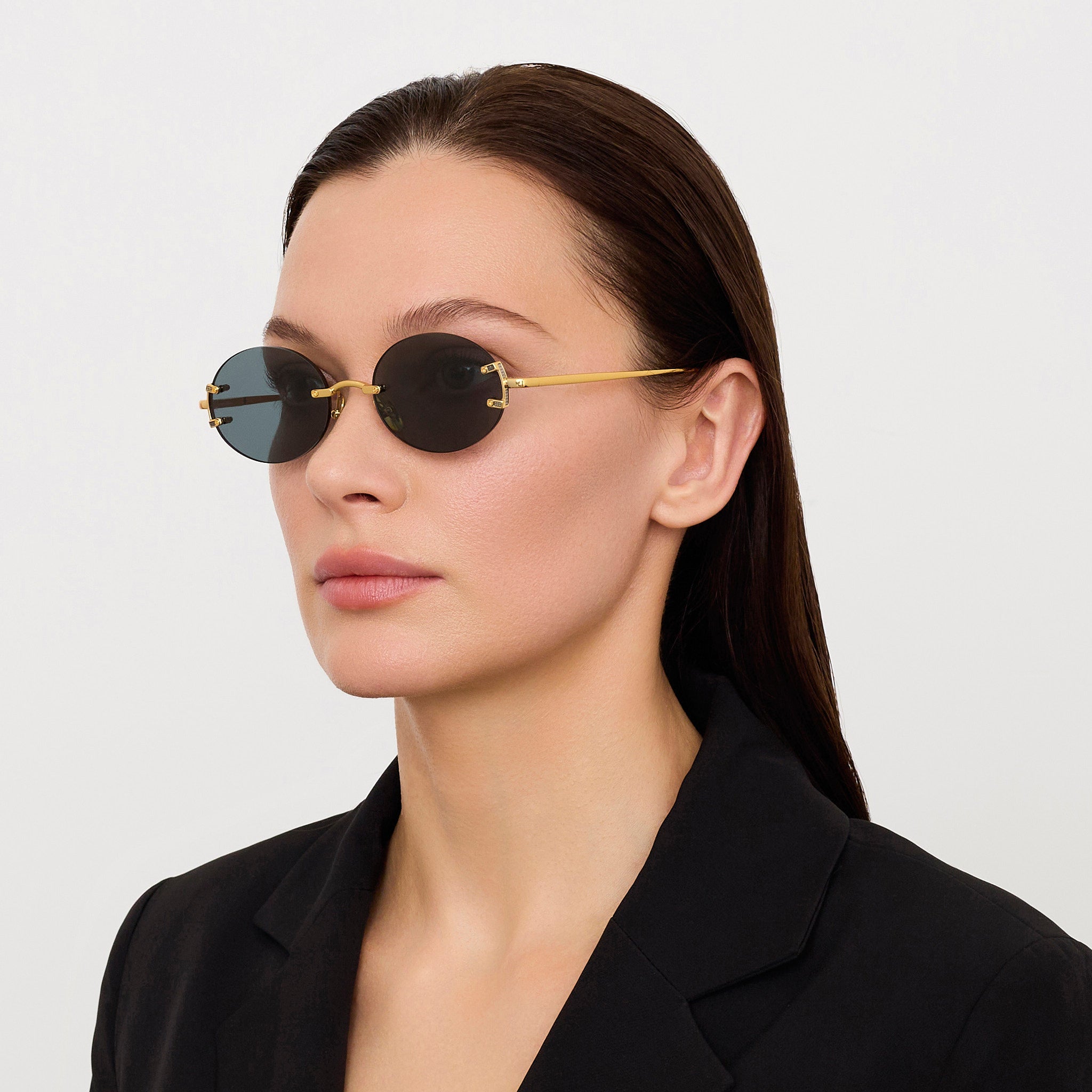 Stella Sunglasses in 22K Gold and Grey - LINDA FARROW - Sunglasses -