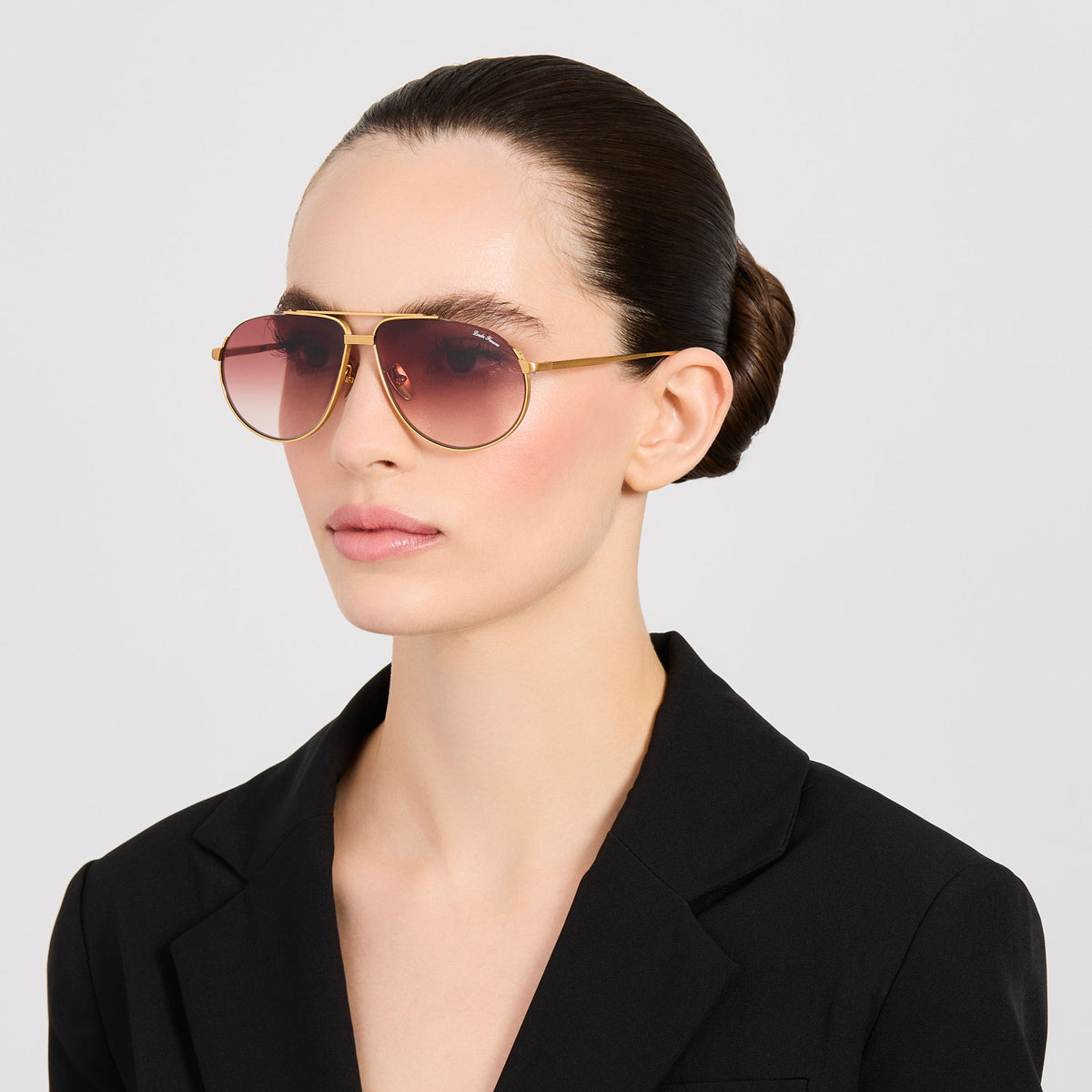 Stevie Sunglasses in 22K Gold and Red - LINDA FARROW-Sunglasses-