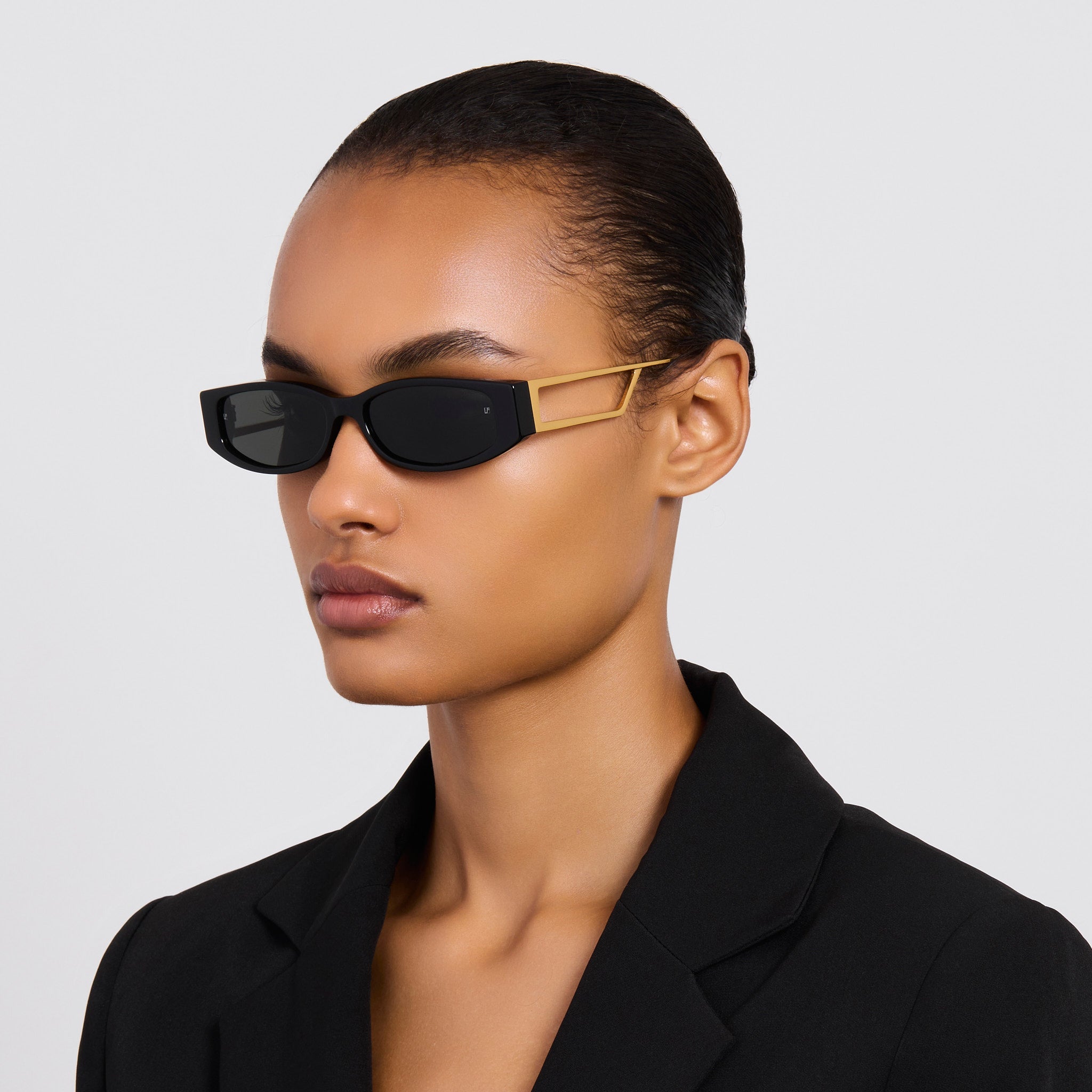 Susie Vista Temple Sunglasses in Black - LINDA FARROW - Sunglasses -